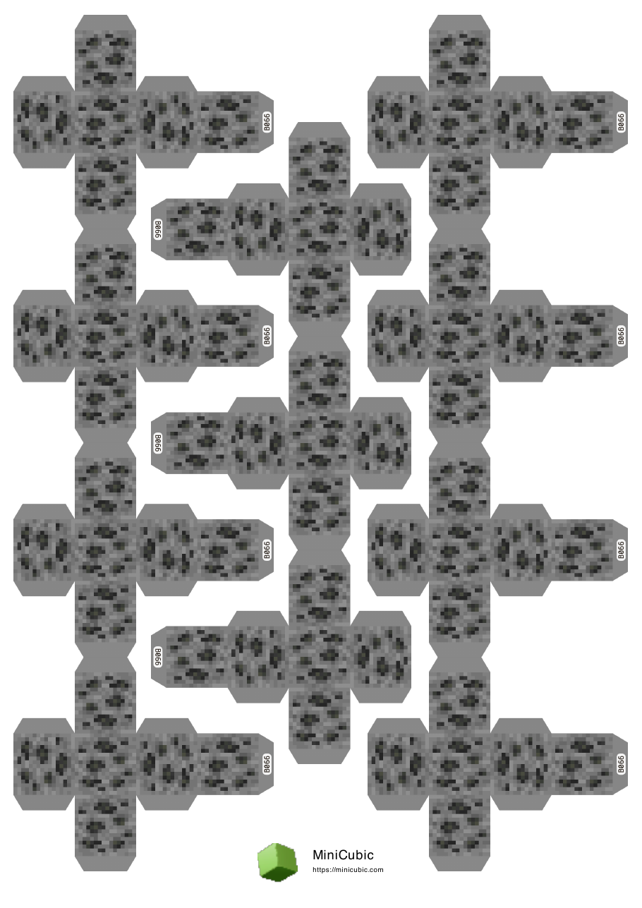 First page preview of the printable Coal Ore papercraft PDF