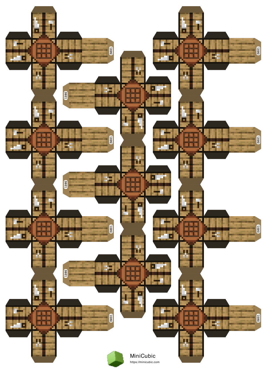 First page preview of the printable Crafting Table papercraft PDF