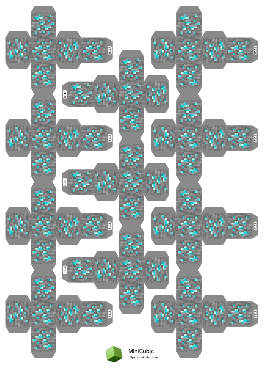 First page preview of the printable Diamond Ore papercraft PDF