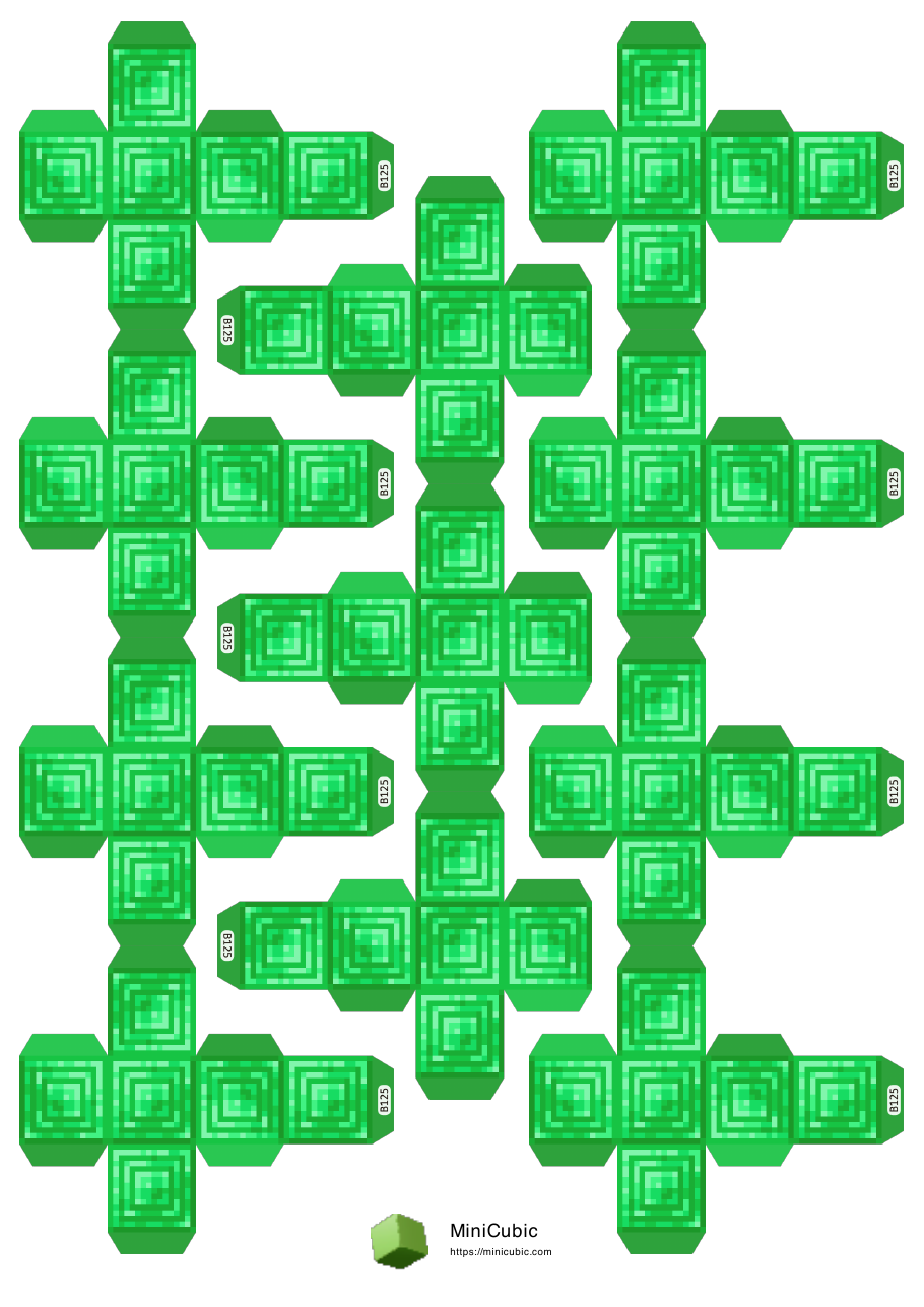 First page preview of the printable Emerald Block papercraft PDF