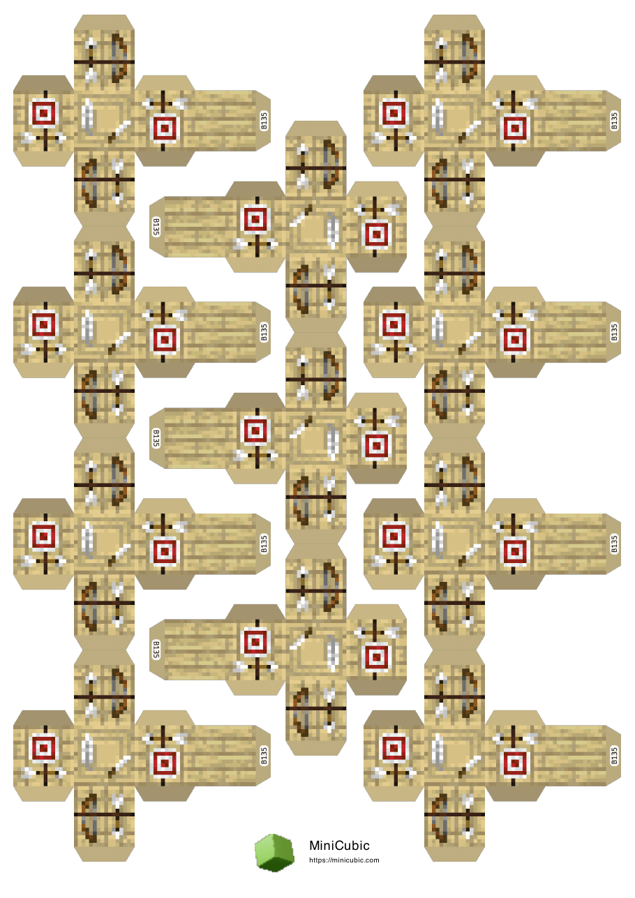 First page preview of the printable Fletching Table papercraft PDF