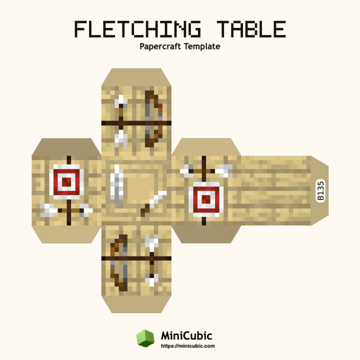 Minecraft Color Code Sheet Minecraft Fletching Table Papercraft Template (Free PDF) – MiniCubic