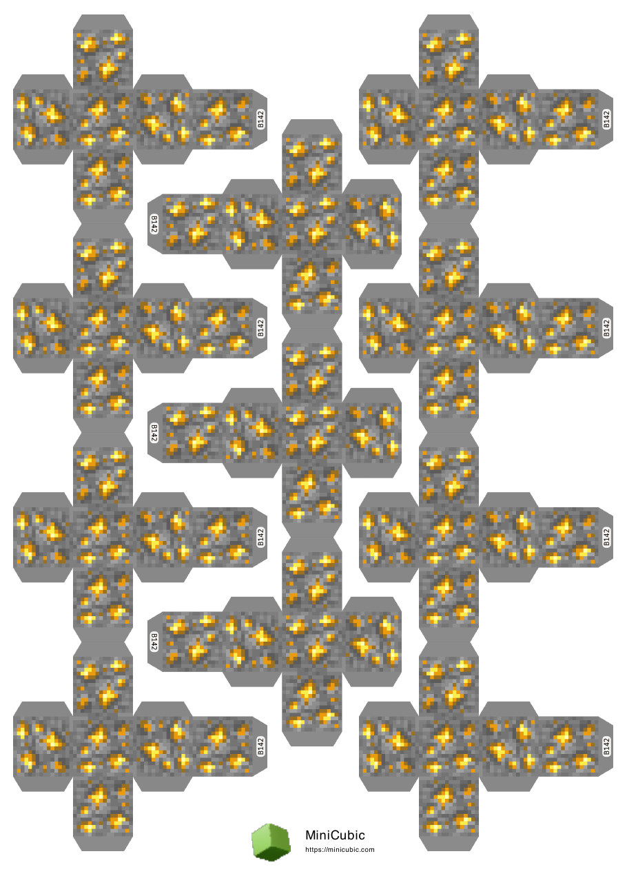 First page preview of the printable Gold Ore papercraft PDF