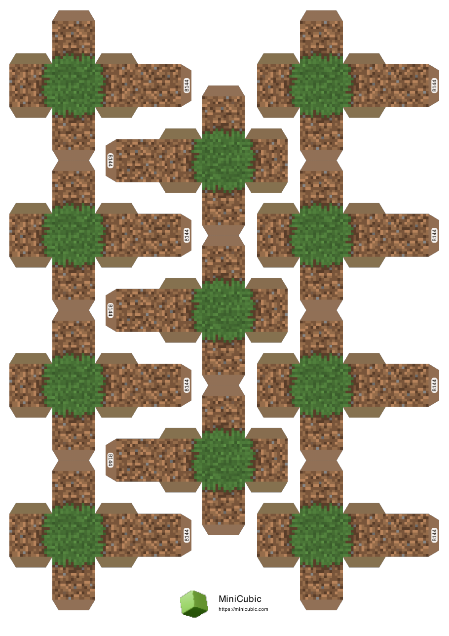 First page preview of the printable Grass Block papercraft PDF
