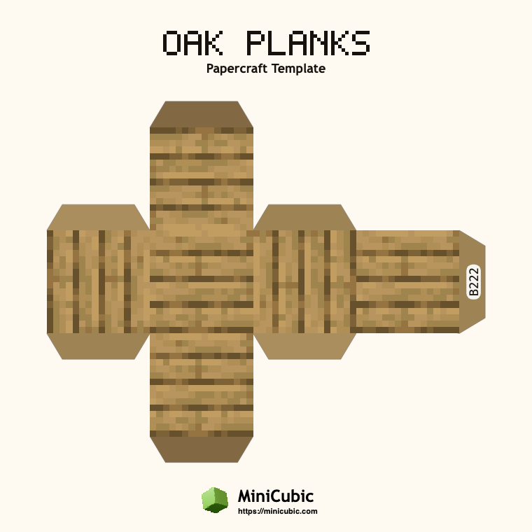 Oak Planks Minecraft papercraft template