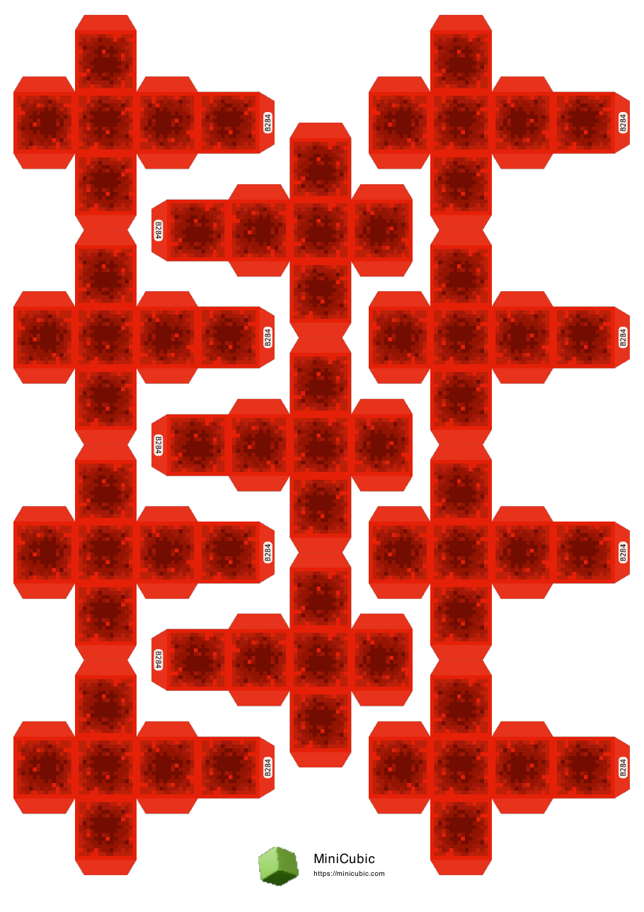 First page preview of the printable Redstone Block papercraft PDF