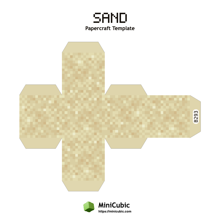 Sand Minecraft papercraft template with printable fold tabs