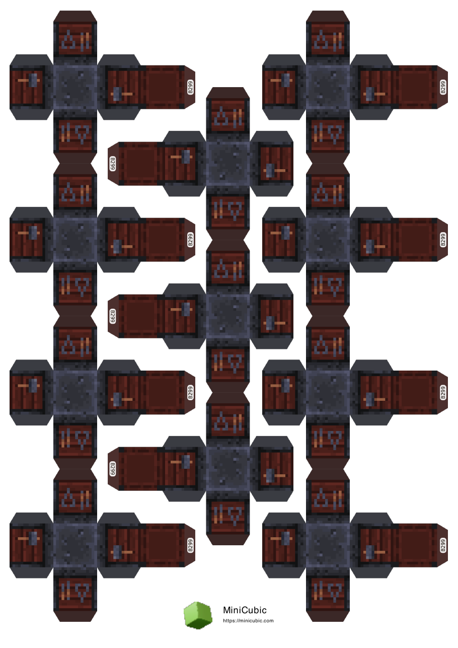 First page preview of the printable Smithing Table papercraft PDF