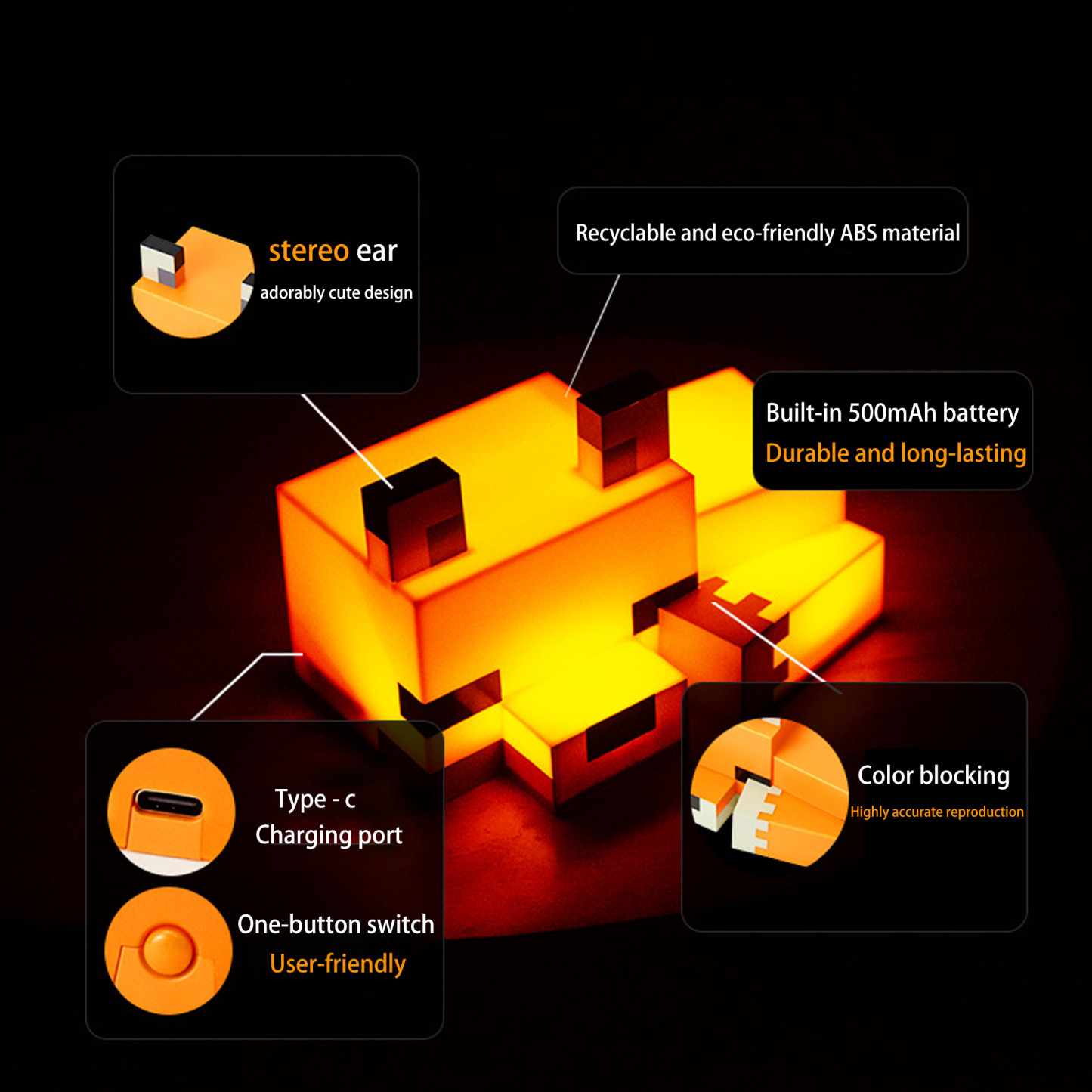 Pixel Cubic Night Fox Night Light
