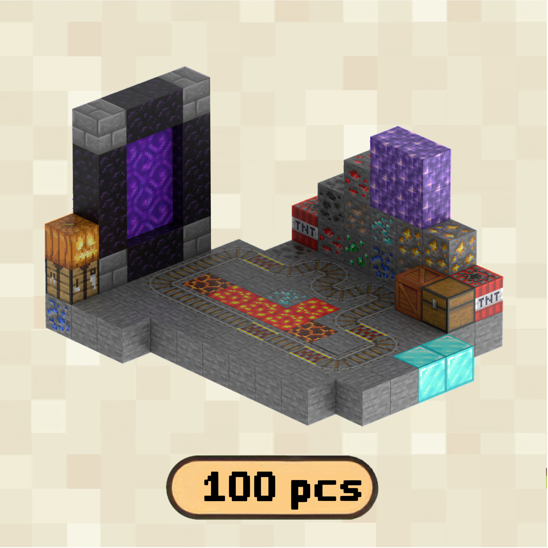 PixelCubic Magnetic Blocks - Mine Rail