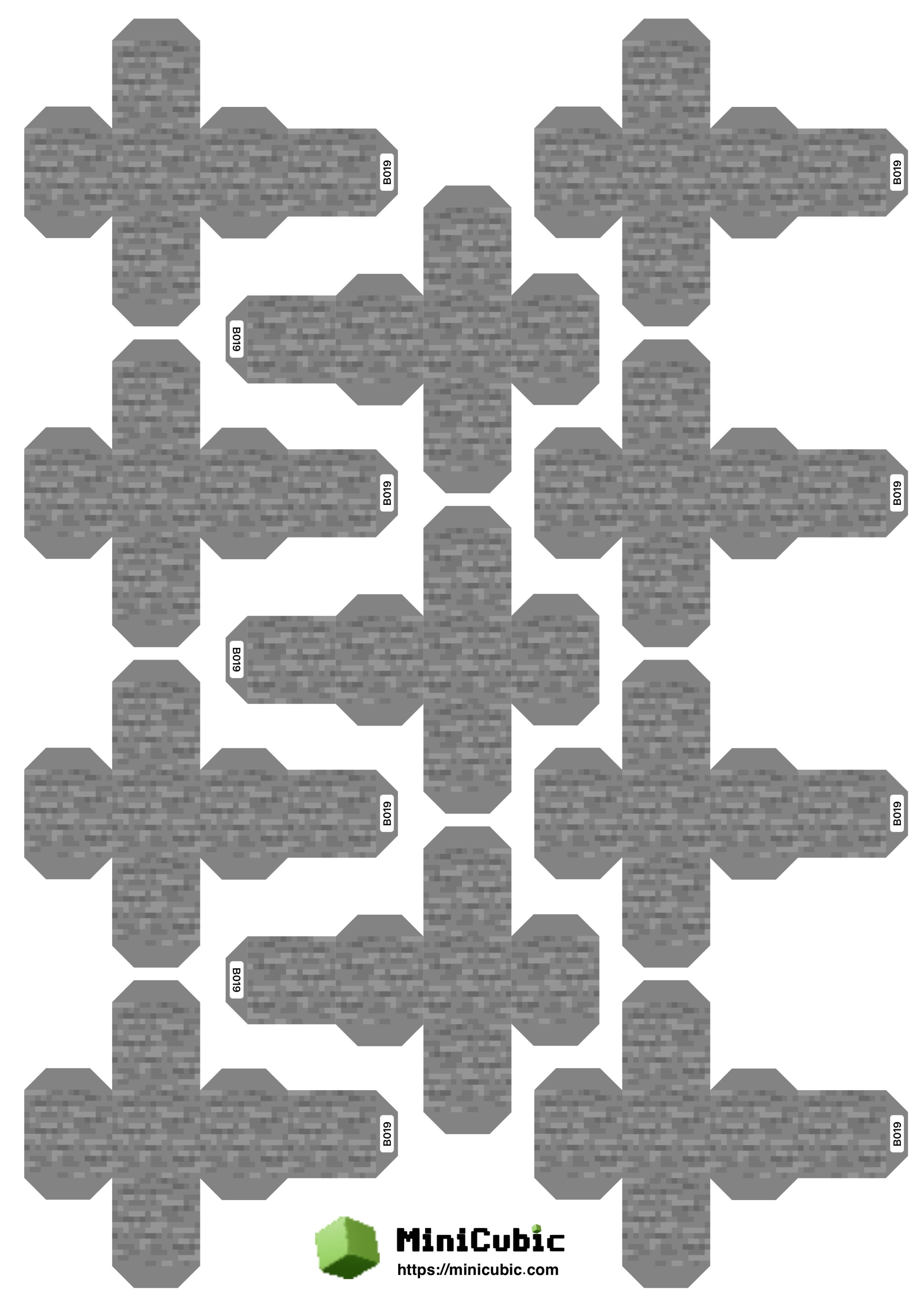Stone Block Minecraft Papercraft Template – Free PDF Download – MiniCubic