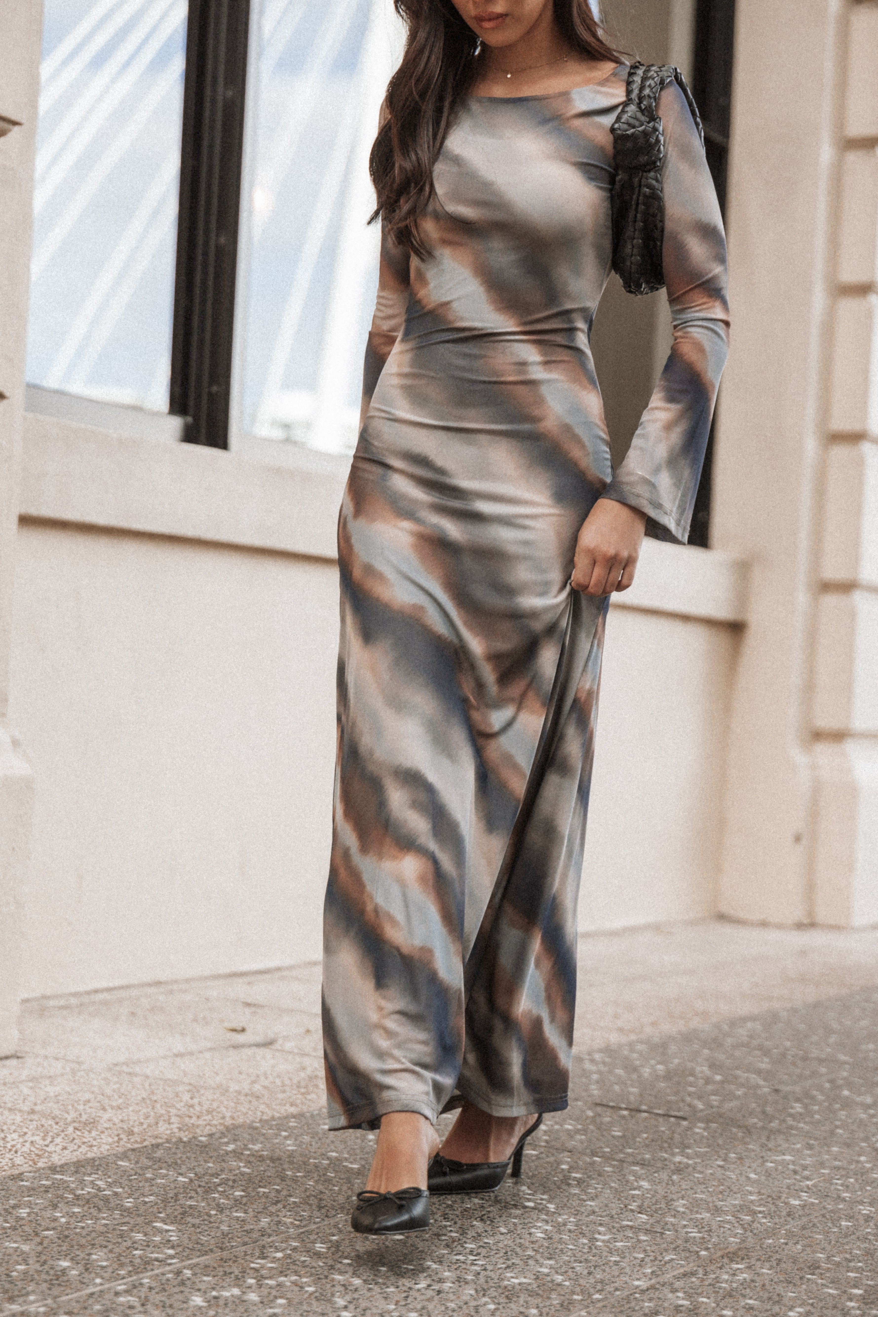 Pandora Long Sleeve Maxi Dress - Ombre Stripe-Aur Fashion