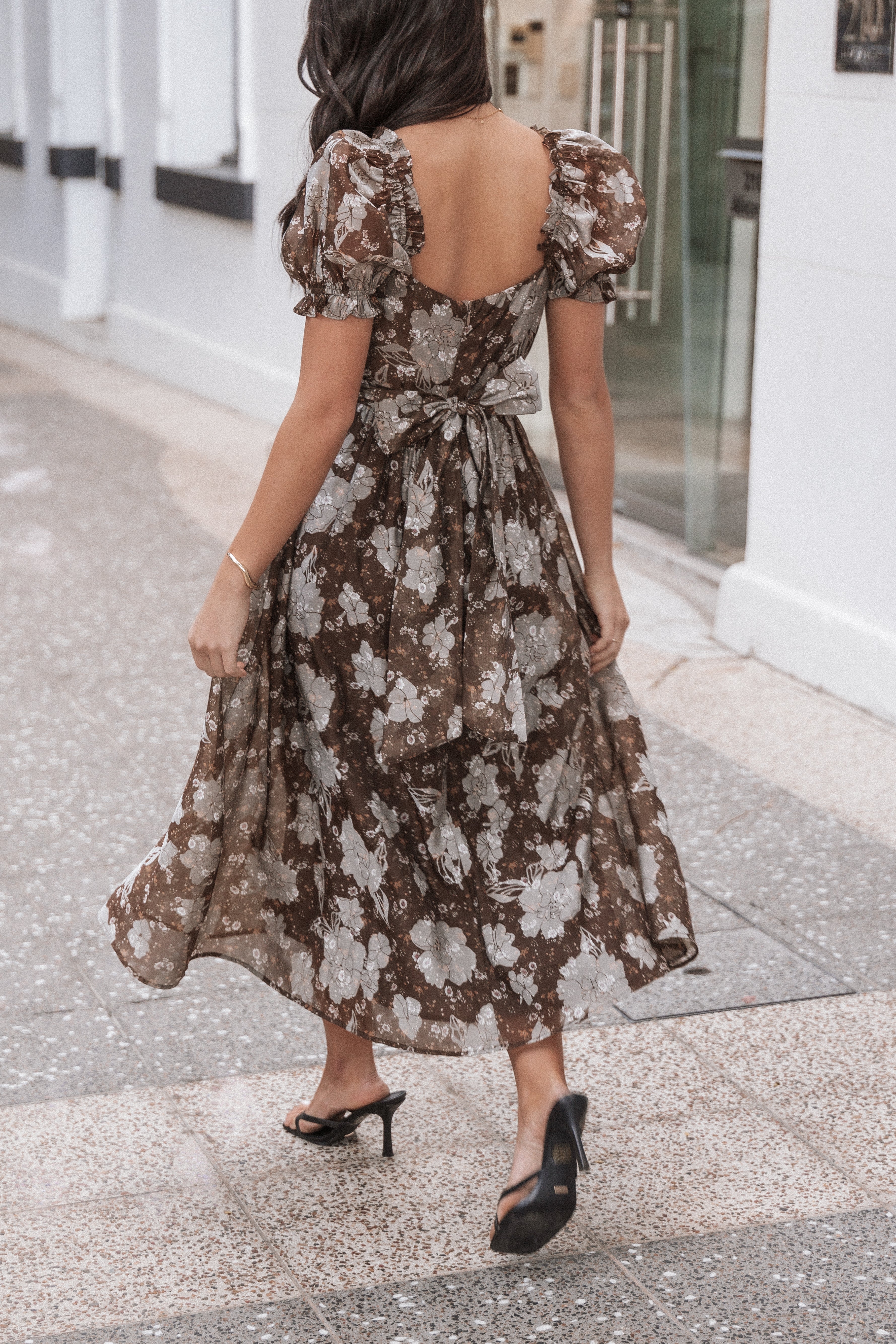 Farryn Maxi Dress - Brown/Grey-Aur Fashion