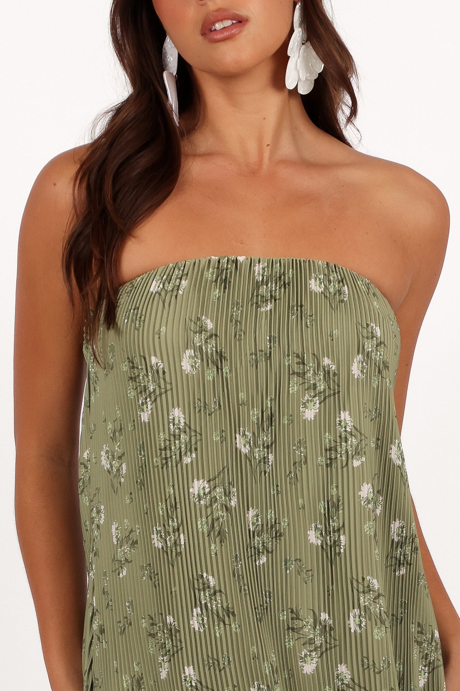 Sylvie Strapless Midi Dress - Sage Botanical-Aur Fashion