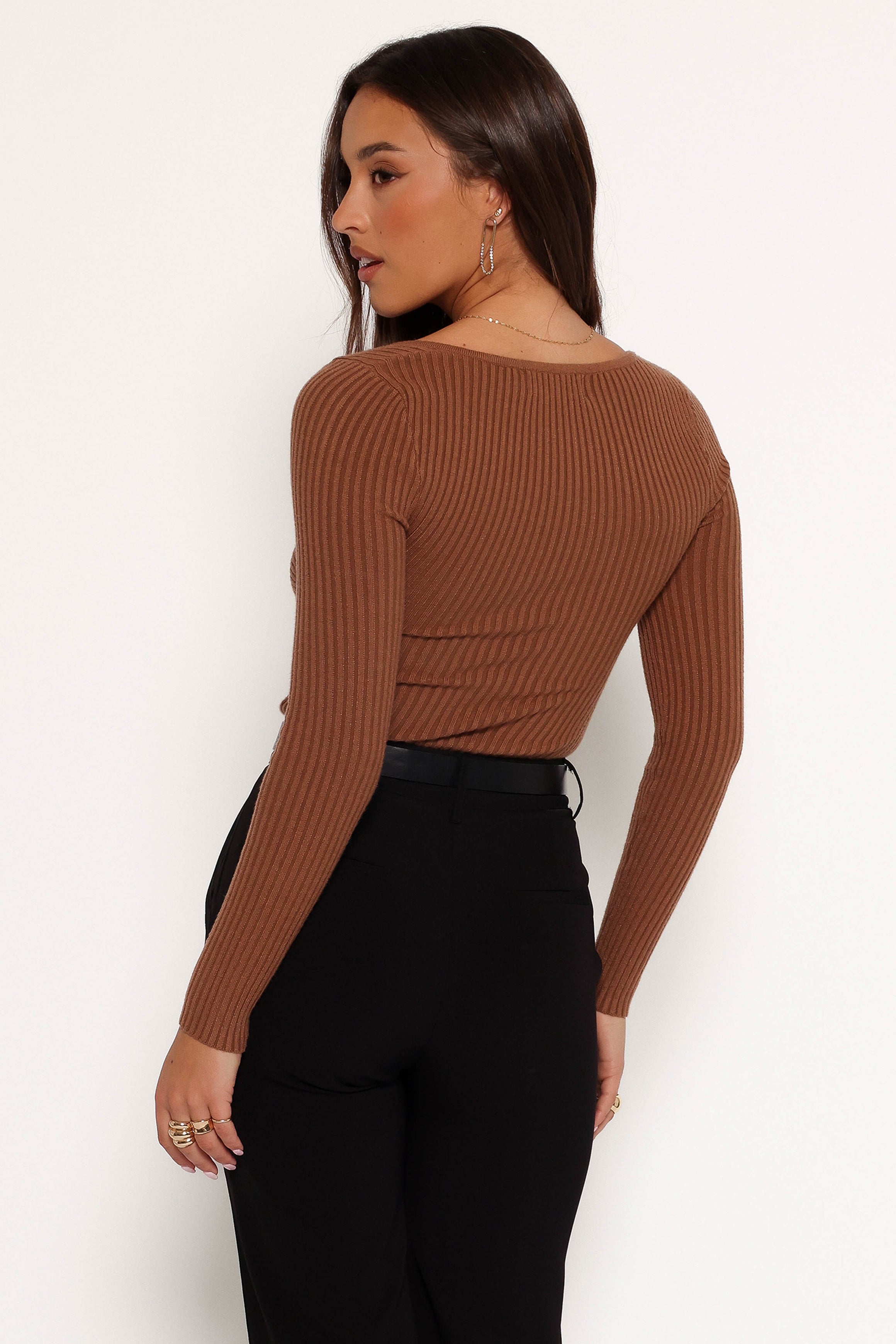 Akopo Long Sleeve Top - Cognac-Aur Fashion