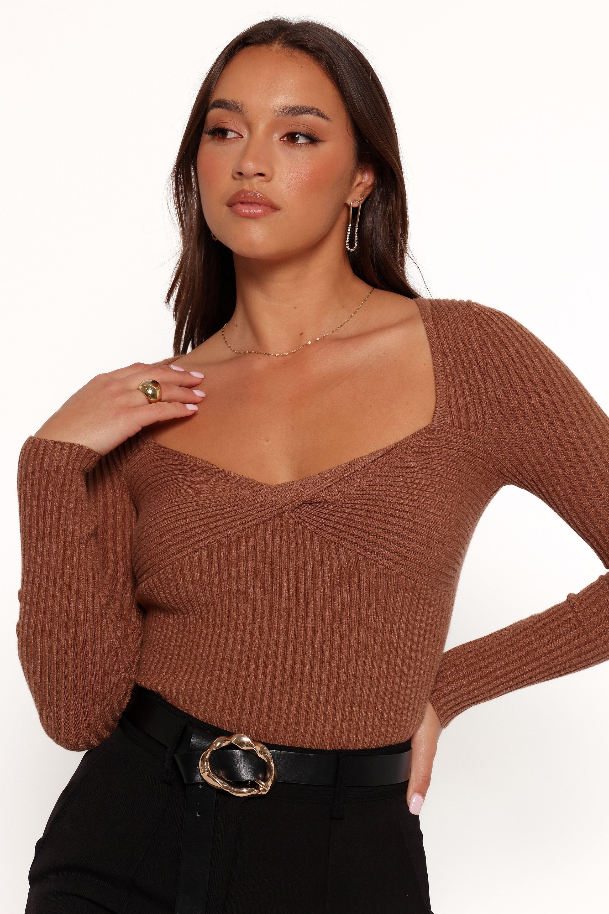 Akopo Long Sleeve Top - Cognac-Aur Fashion