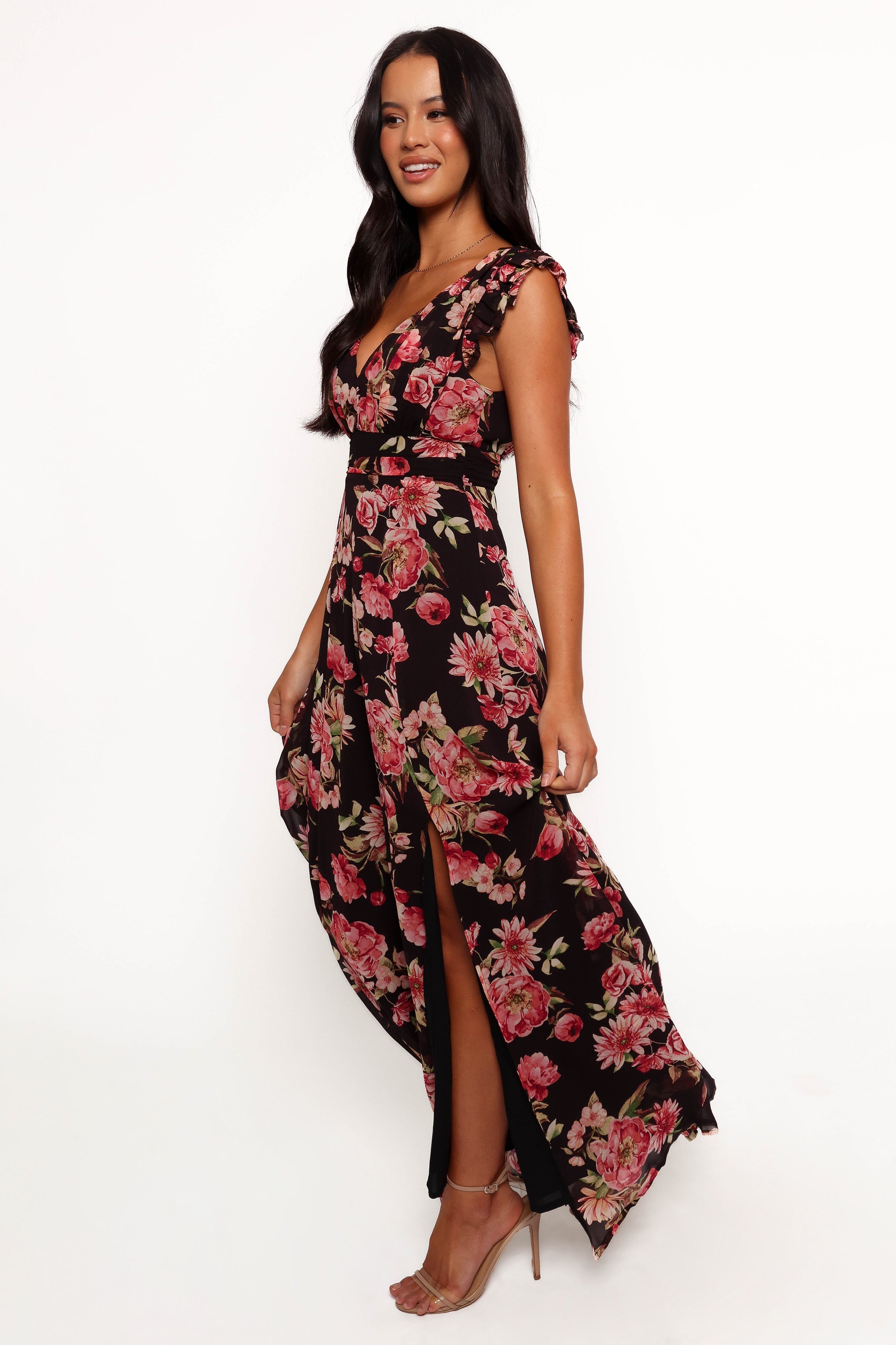 Aldo Maxi Dress - Black Floral-Aur Fashion