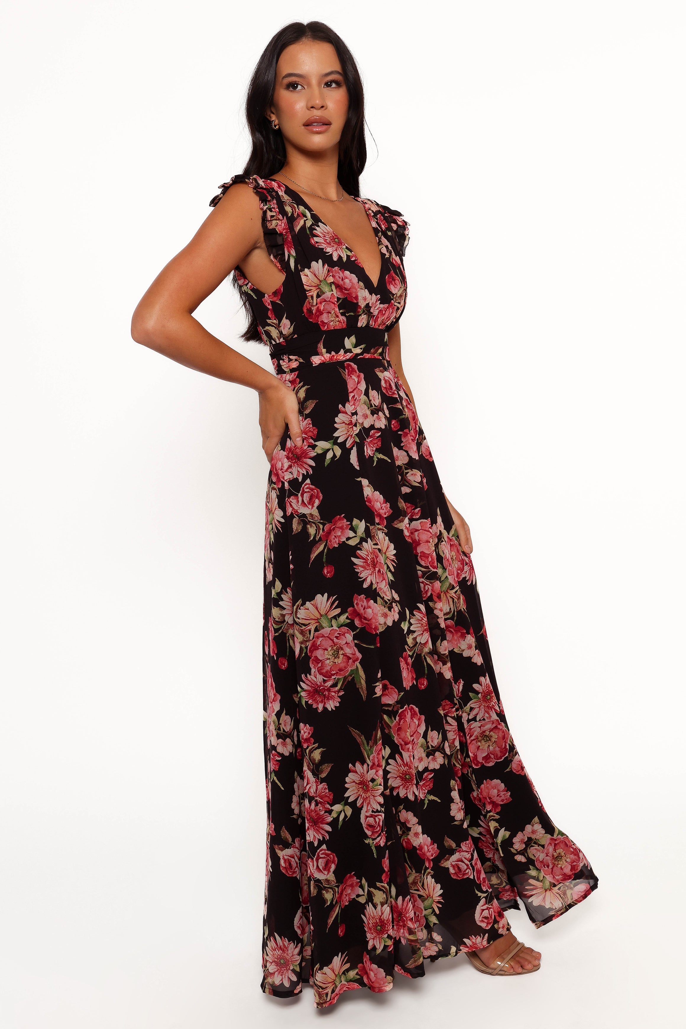 Aldo Maxi Dress - Black Floral-Aur Fashion