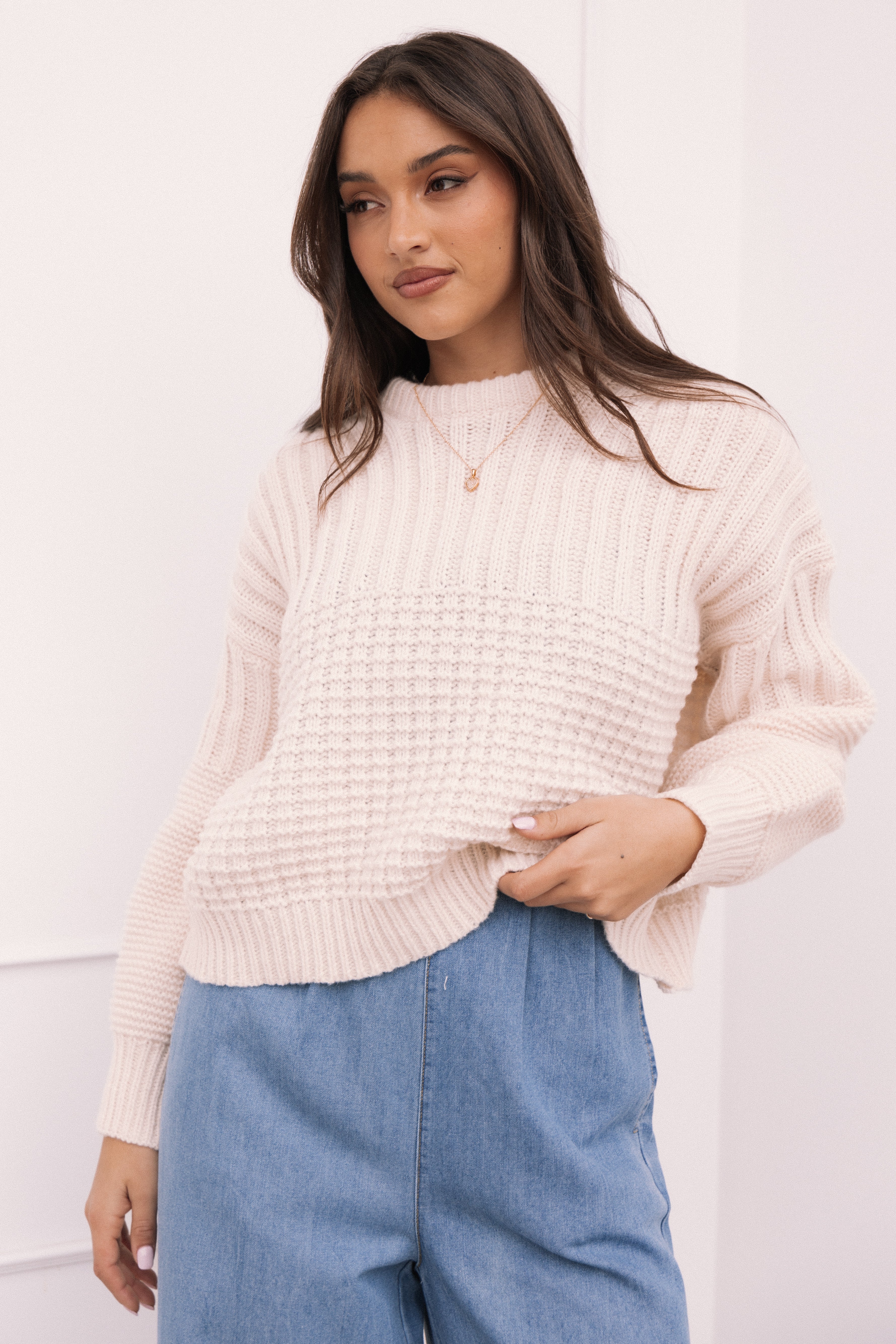 Alegra Knit Sweater - Cream-Aur Fashion