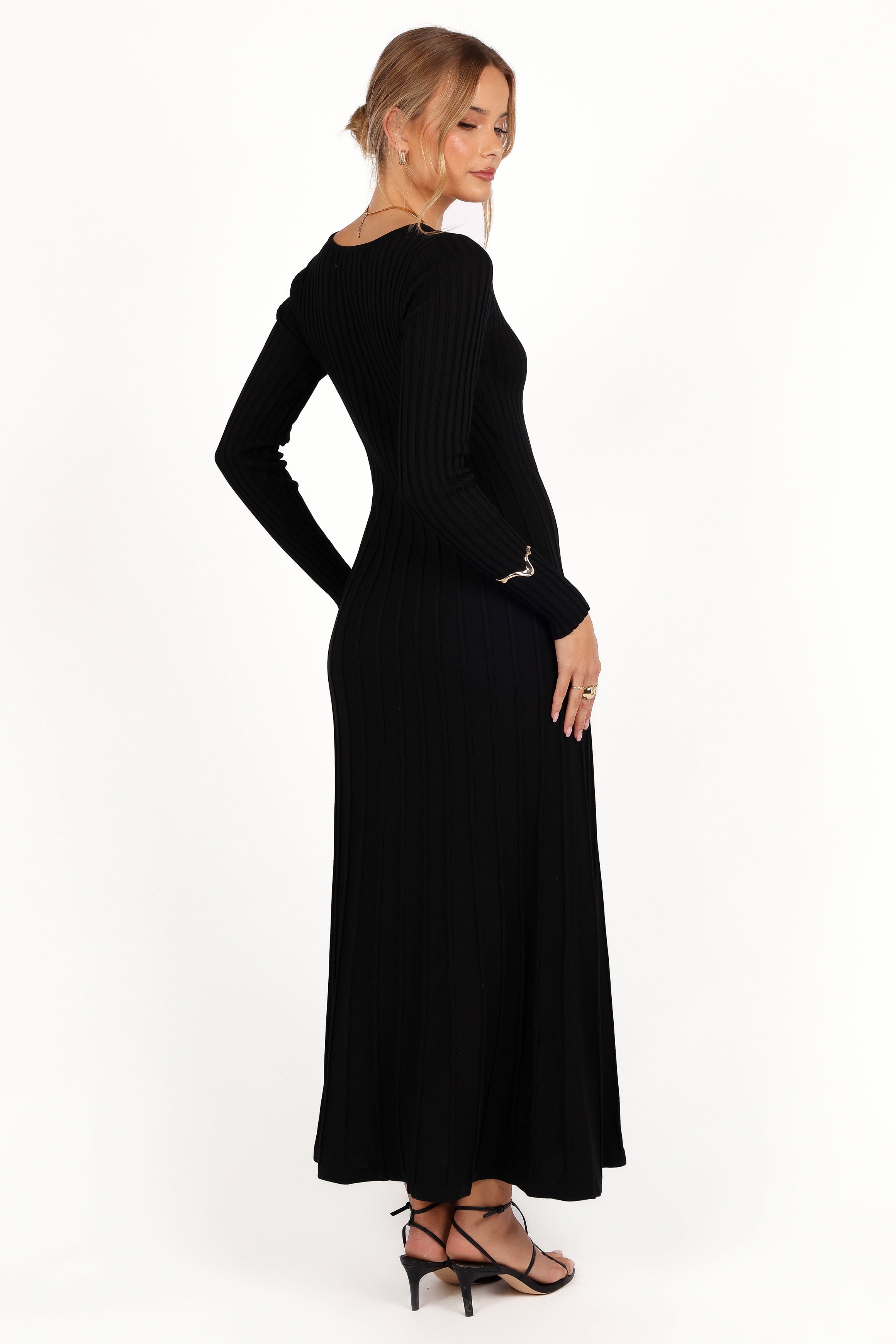 Alison Long Sleeve Maxi Dress - Black-Aur Fashion
