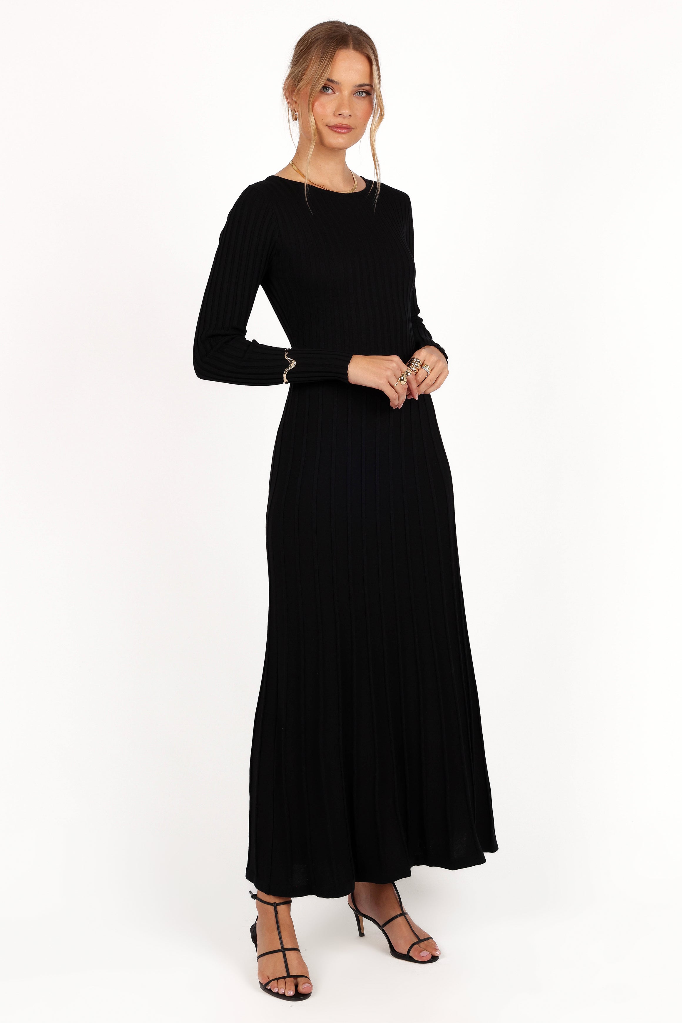 Alison Long Sleeve Maxi Dress - Black-Aur Fashion