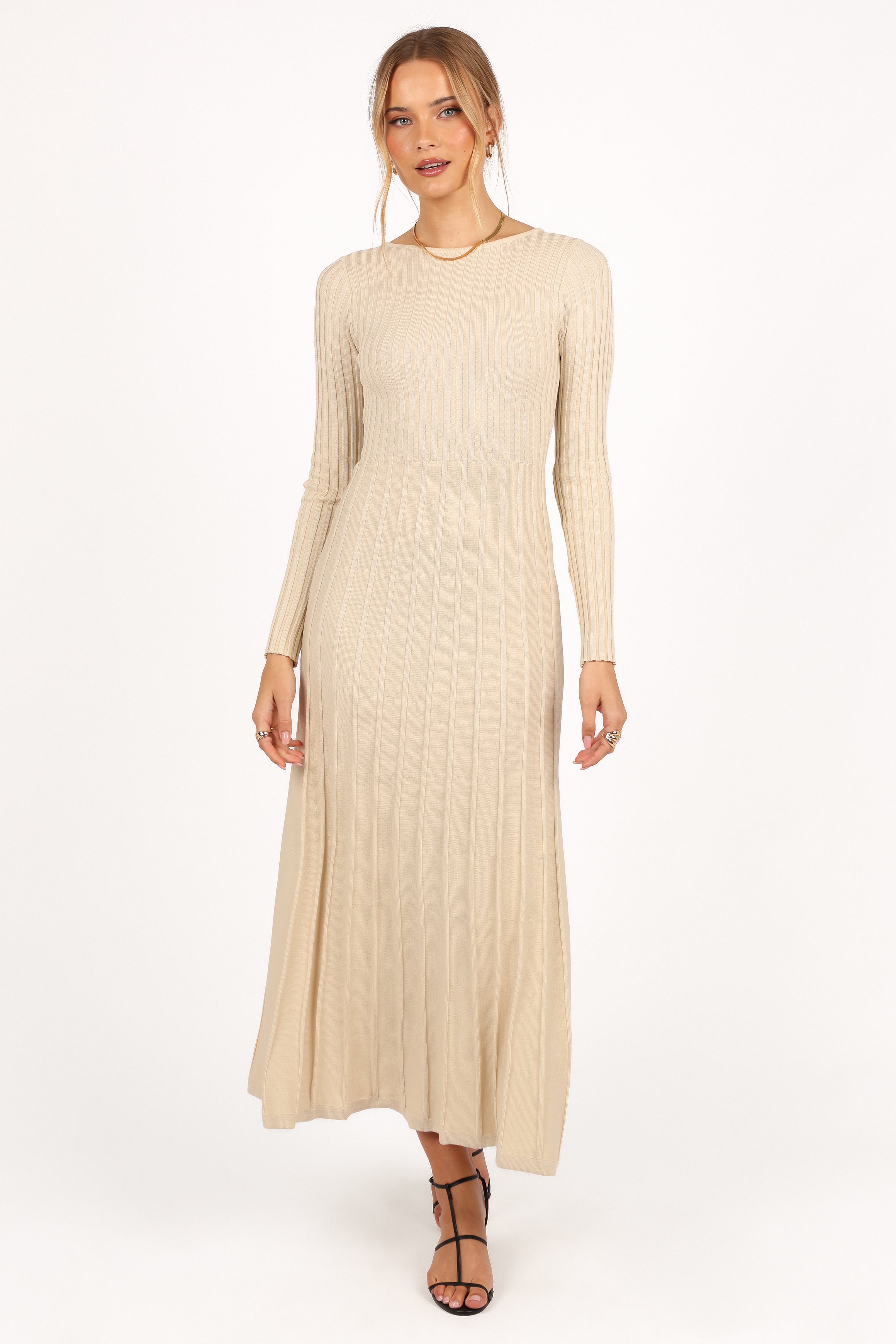 Alison Long Sleeve Maxi Dress - Cream-Aur Fashion