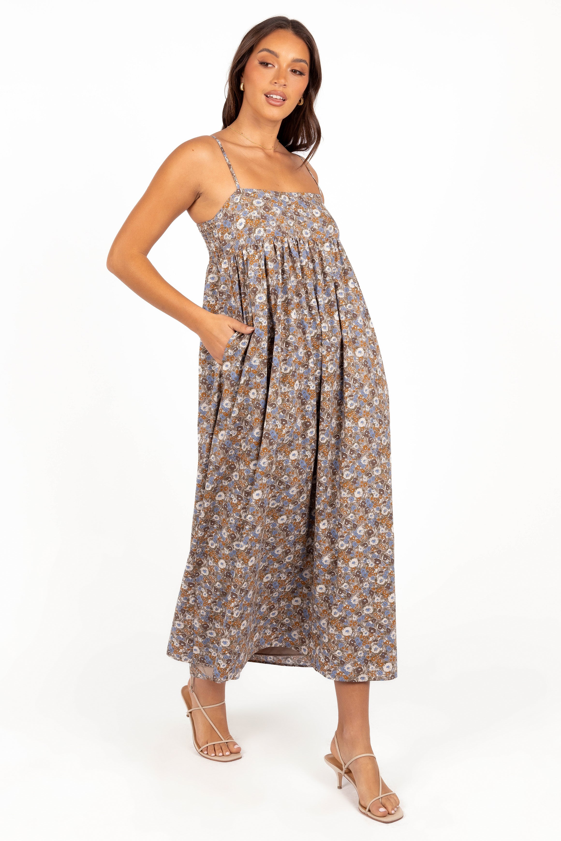 Andy Maxi Dress - Olive Ditsy Floral-Aur Fashion