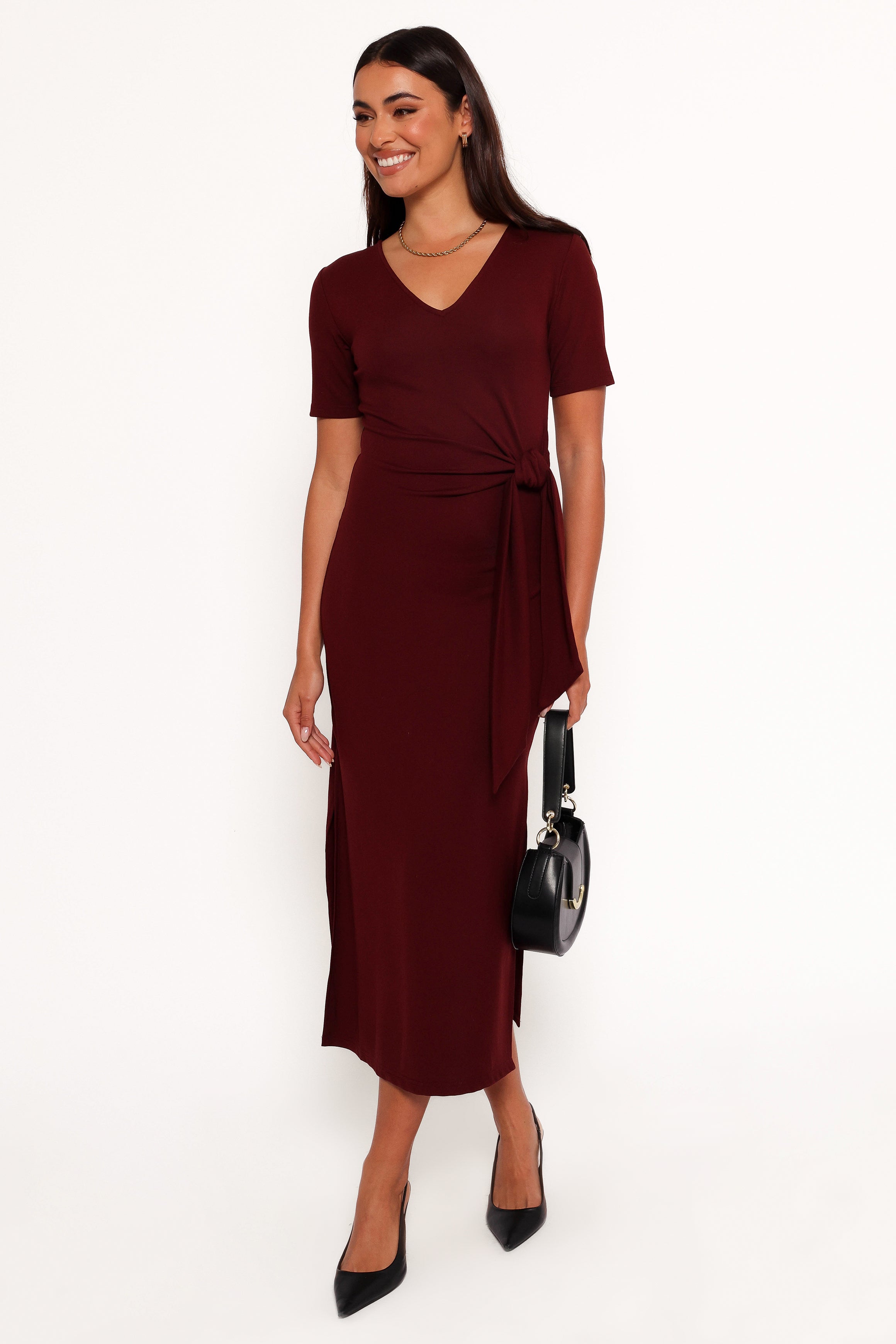 Asha Midi Dress - Wine-Aur Fashion