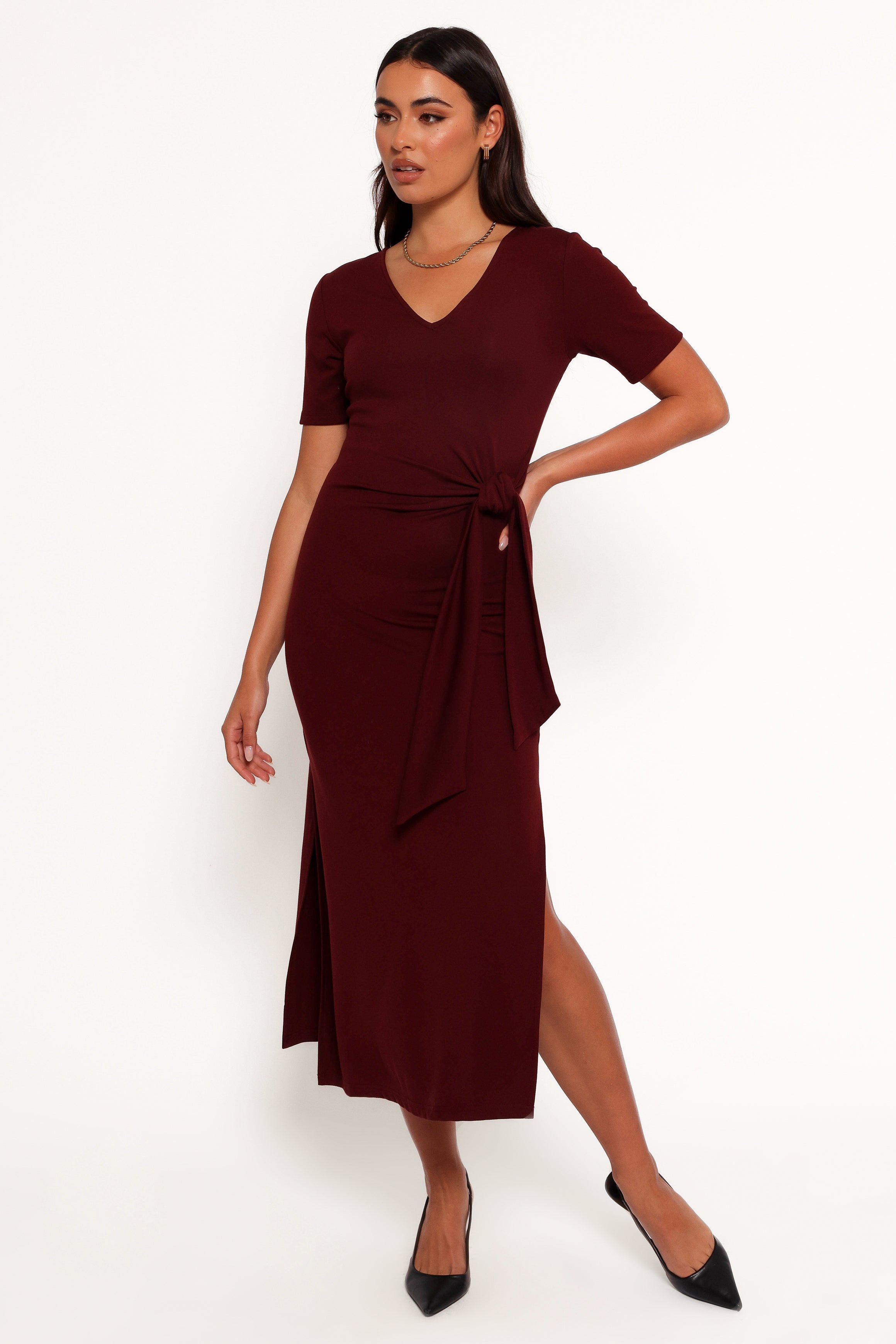 Asha Midi Dress - Wine-Aur Fashion