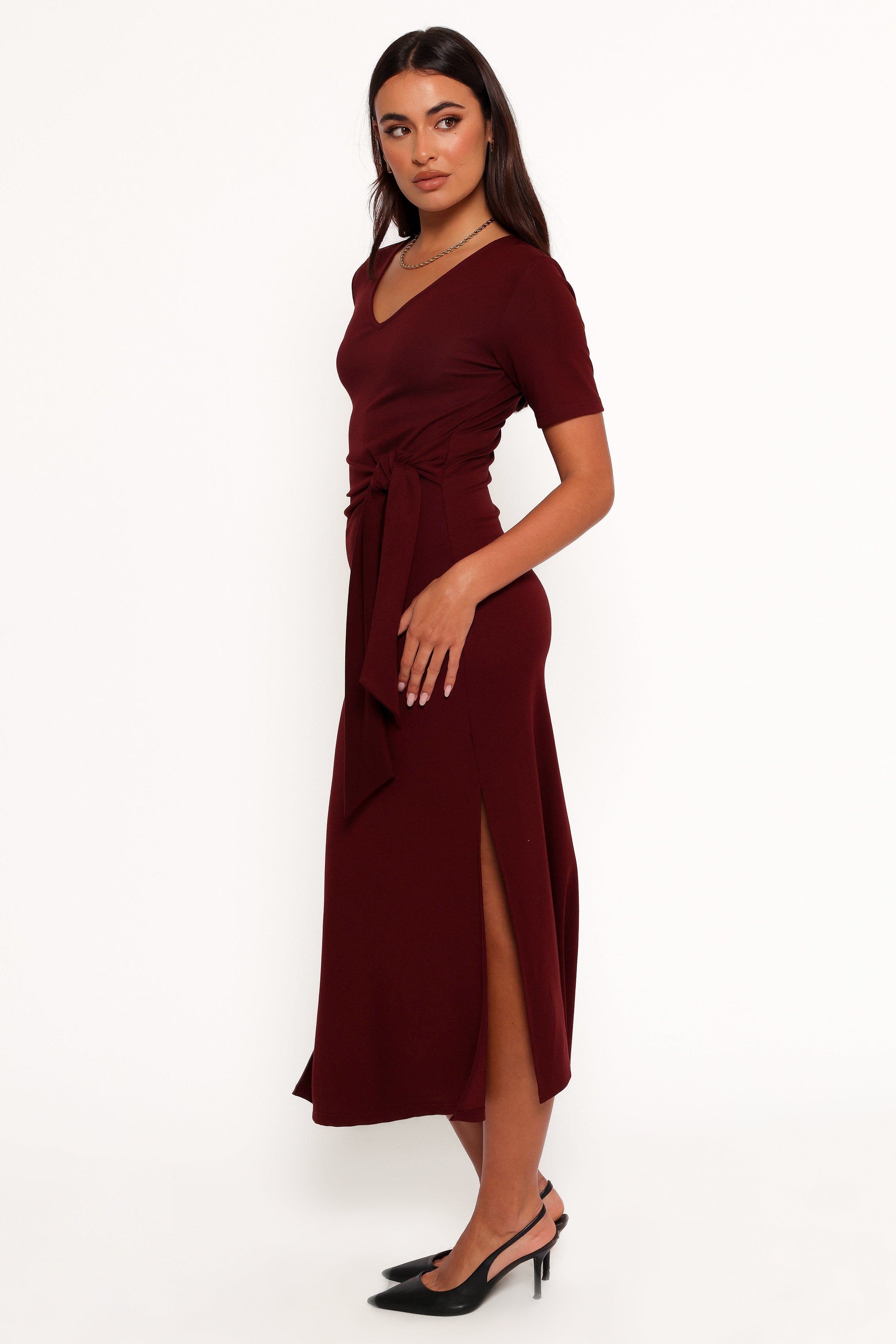 Asha Midi Dress - Wine-Aur Fashion