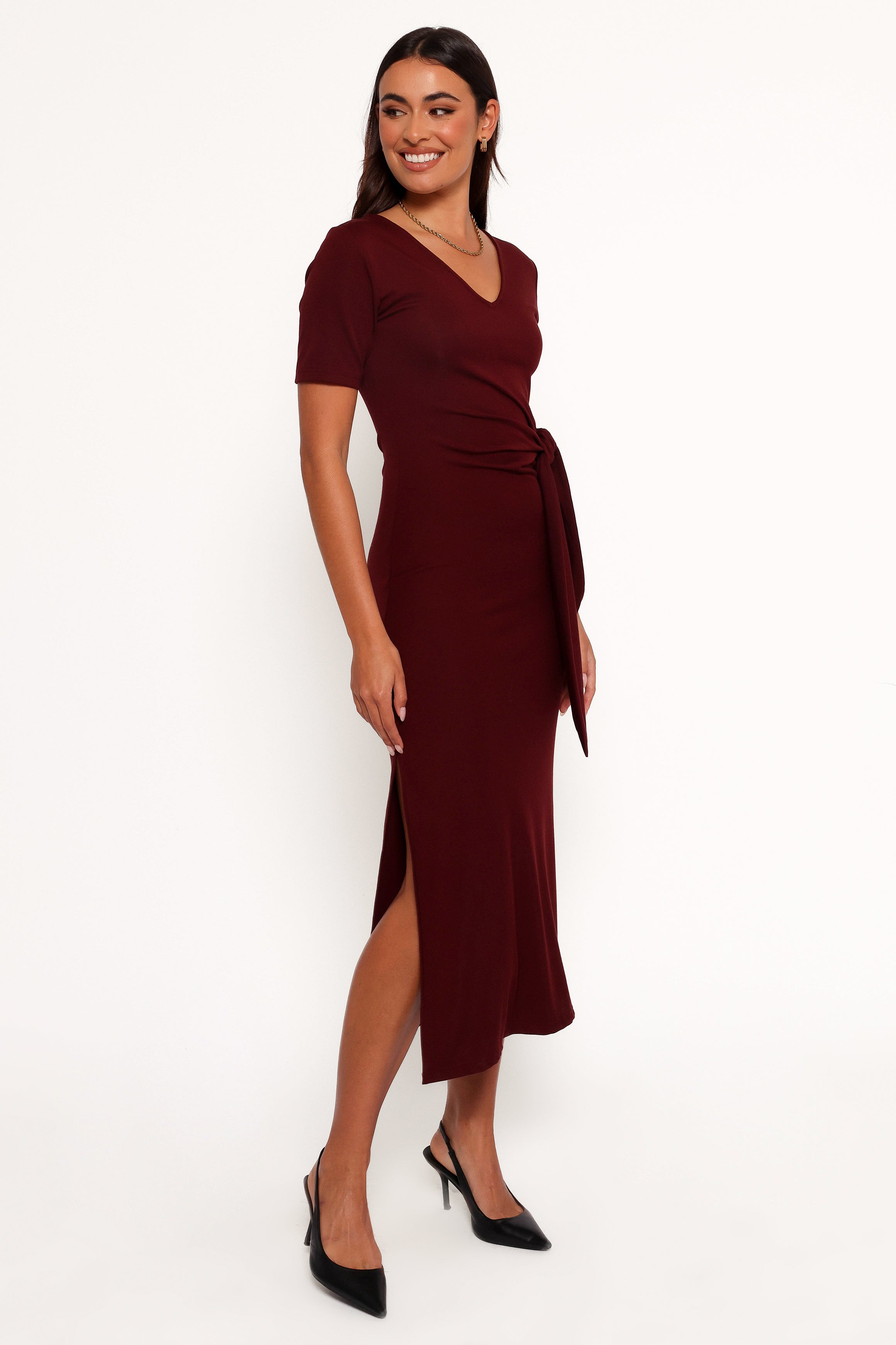 Asha Midi Dress - Wine-Aur Fashion