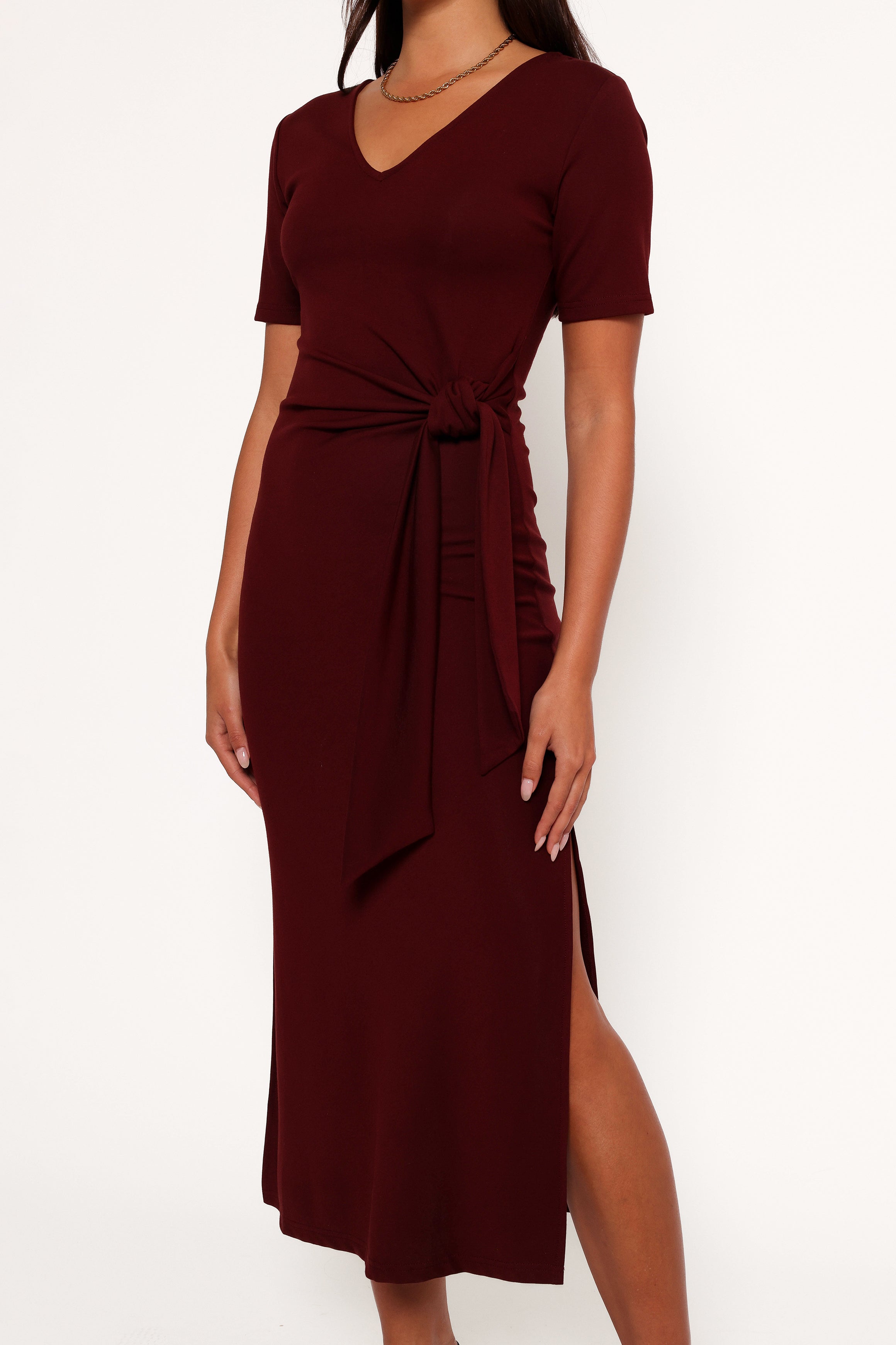 Asha Midi Dress - Wine-Aur Fashion