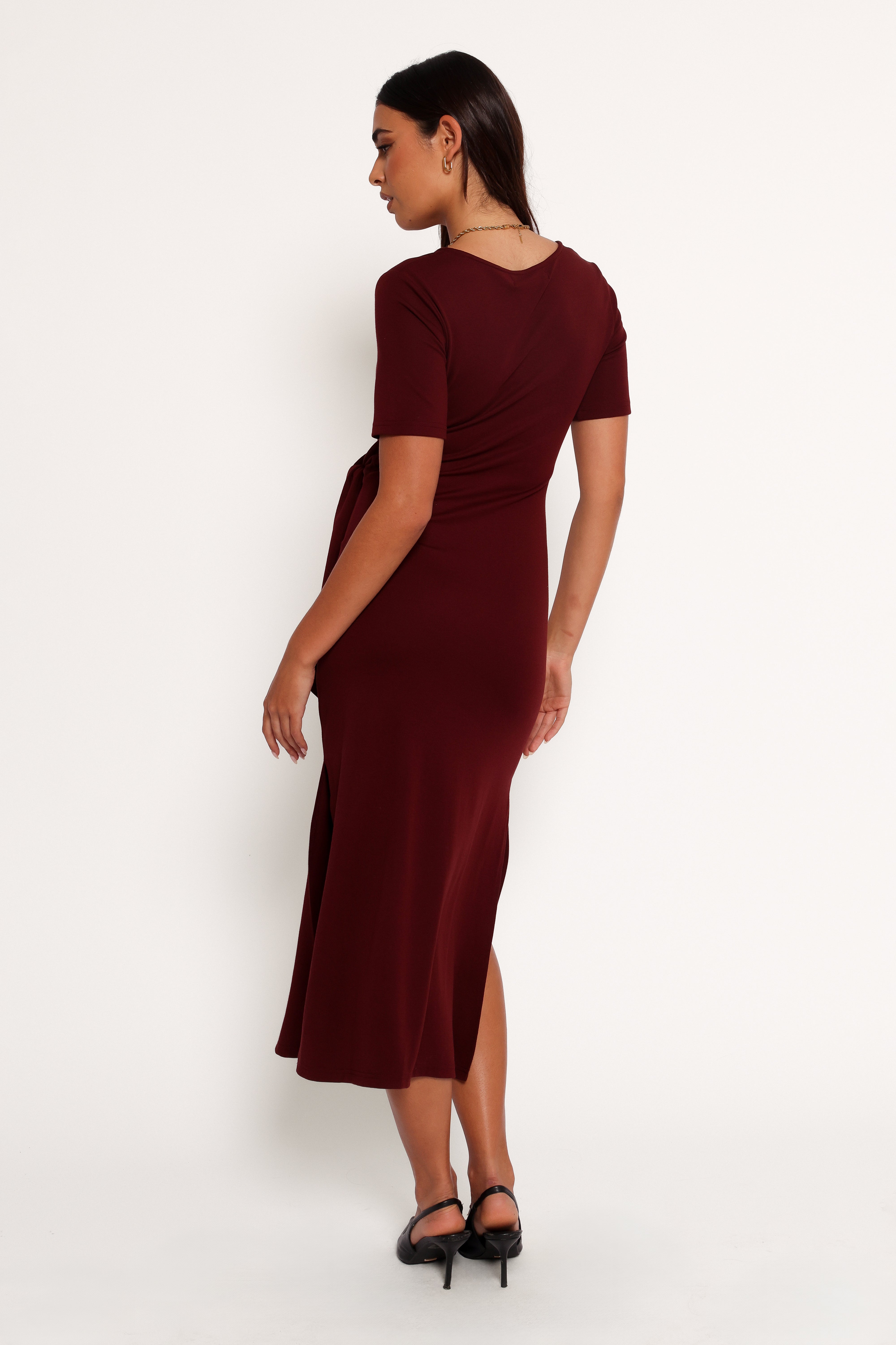 Asha Midi Dress - Wine-Aur Fashion