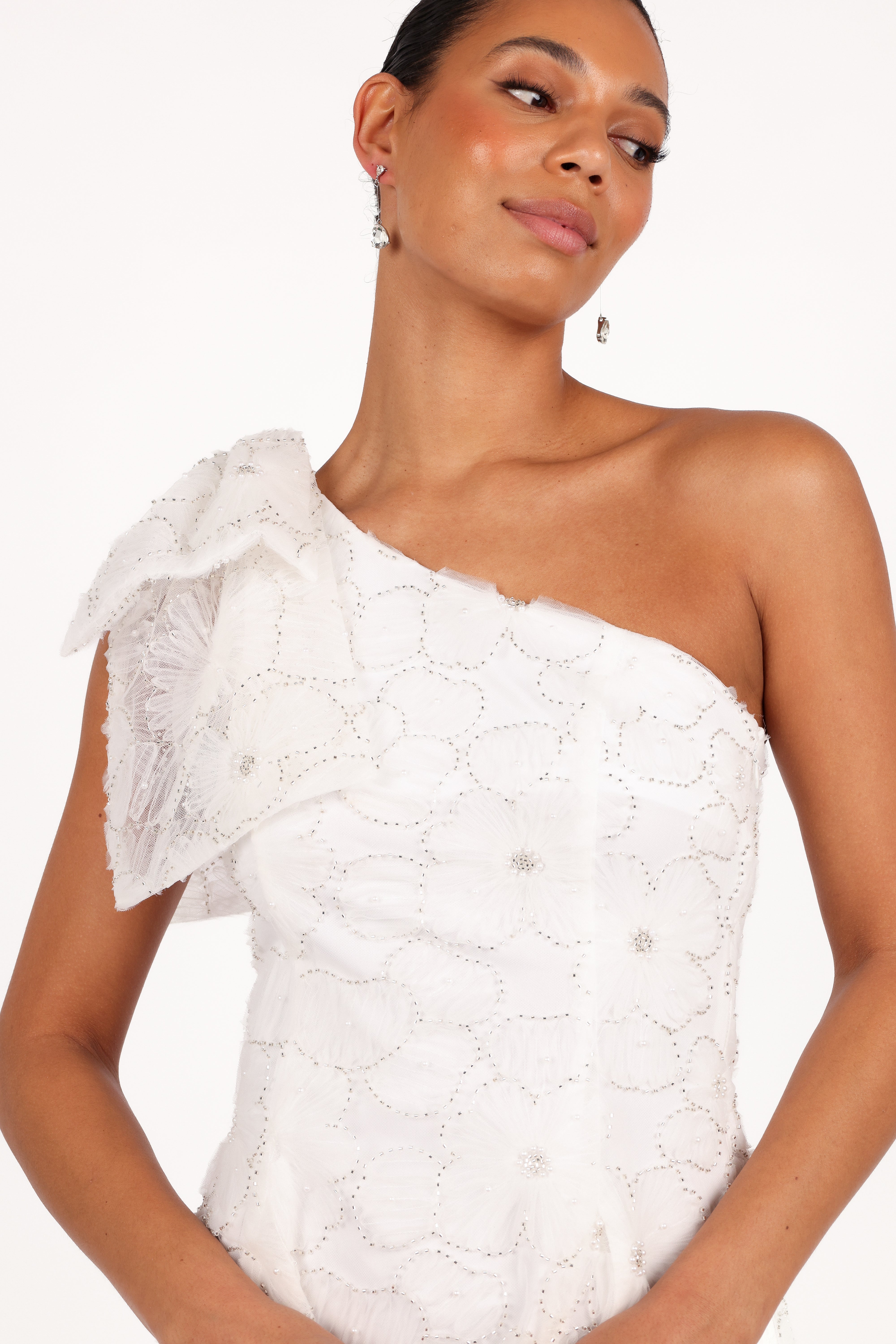 Ashly Off Shoulder Mini Dress - White-Aur Fashion