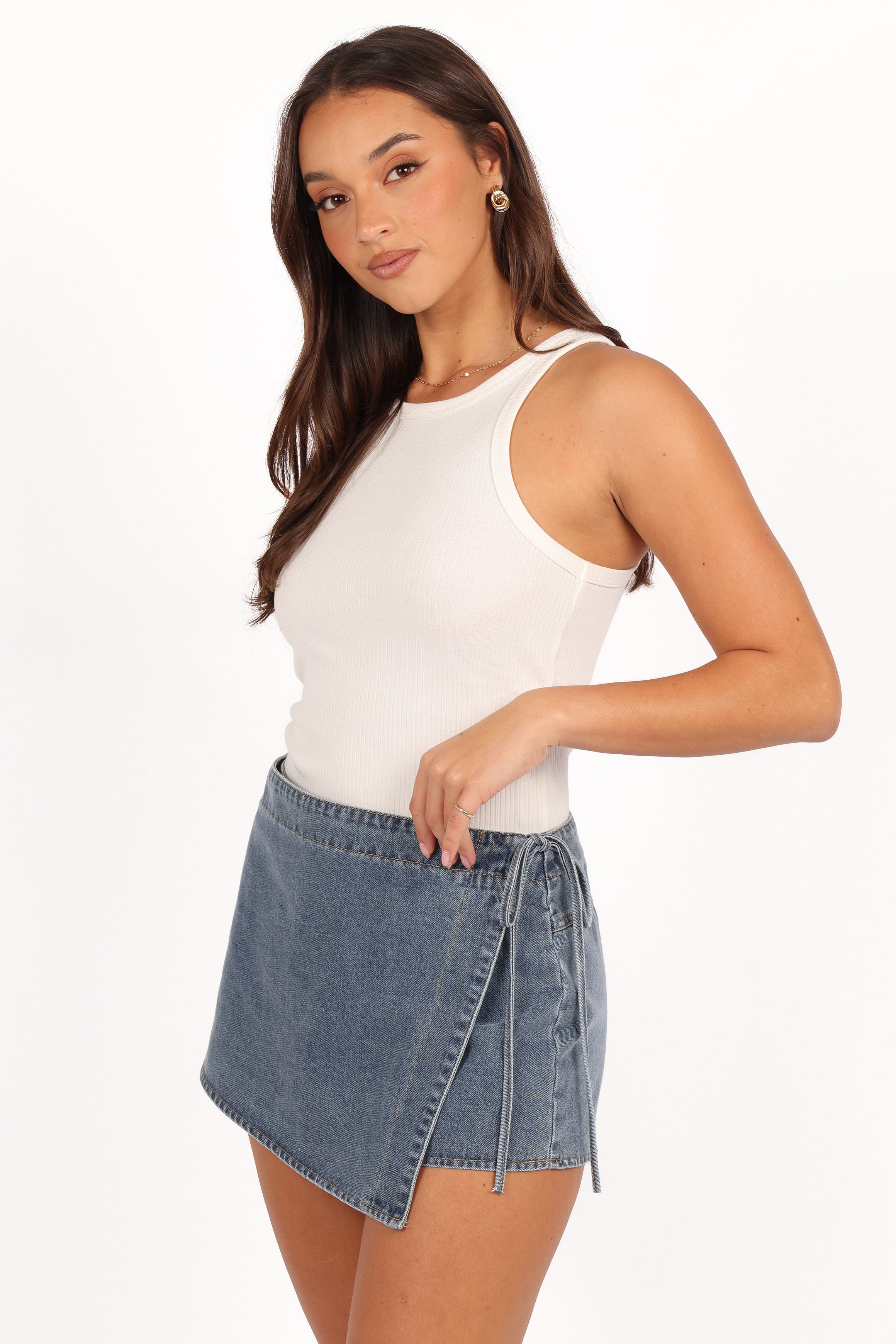 Ashton Denim Skort - Medium Wash-Aur Fashion