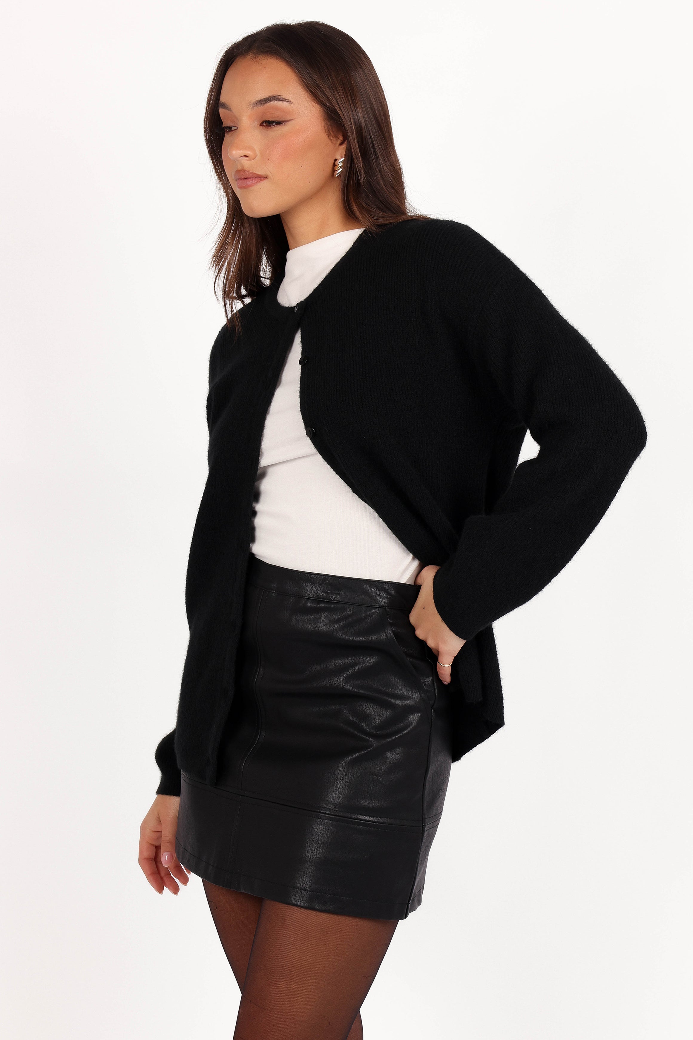 Astor Classic Button Up Cardigan - Black-Aur Fashion