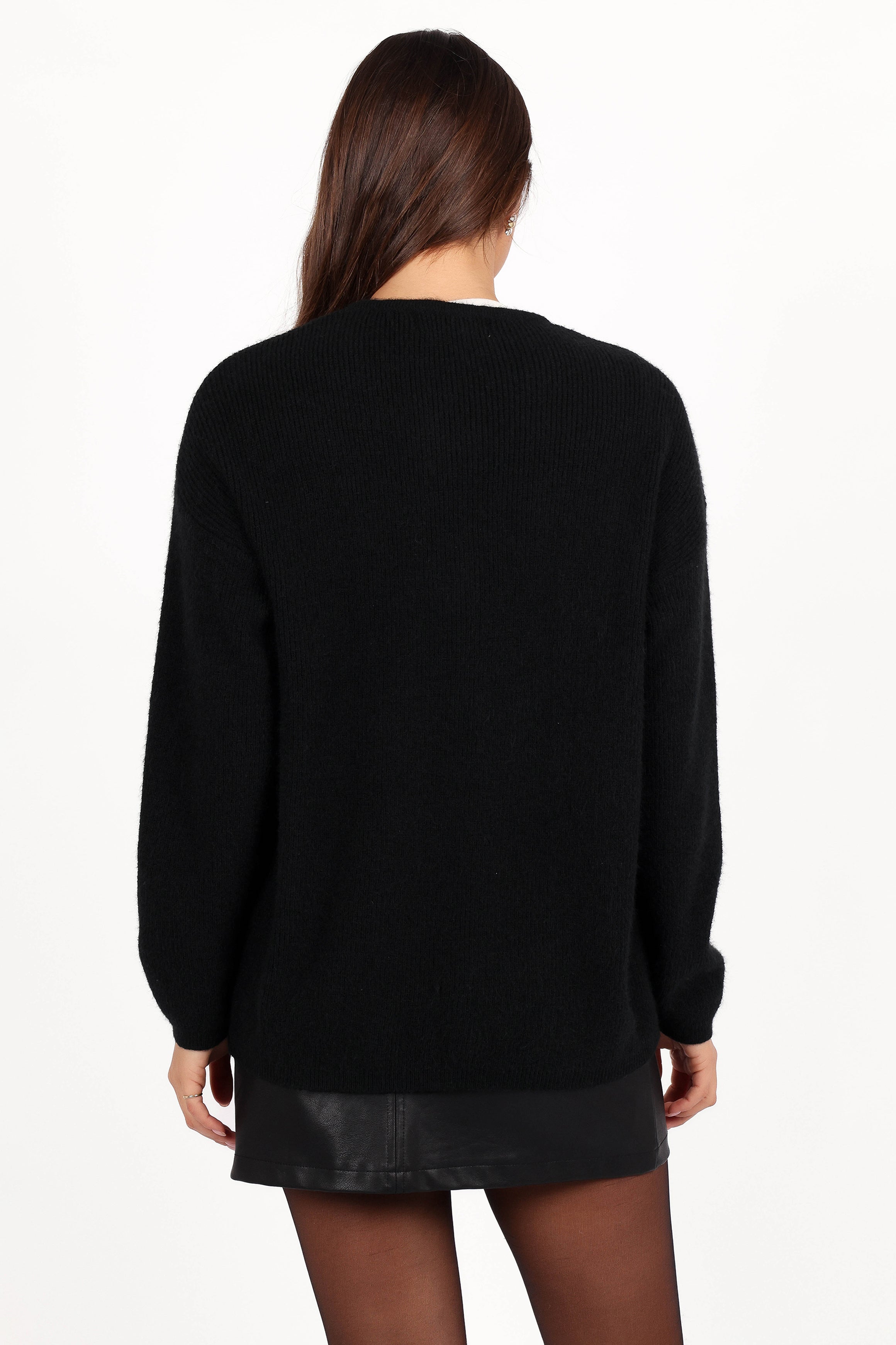 Astor Classic Button Up Cardigan - Black-Aur Fashion