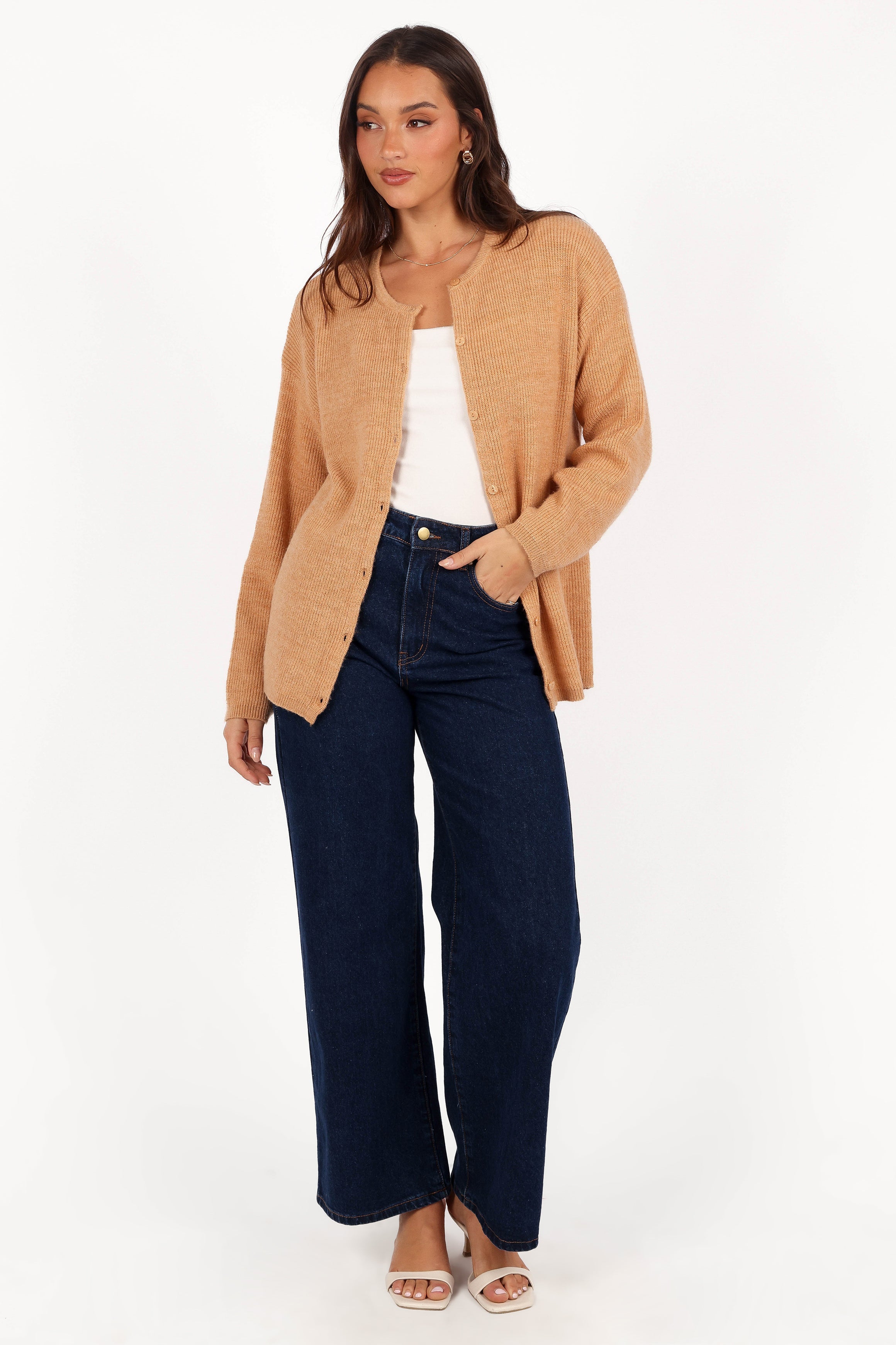 Astor Classic Button Up Cardigan - Caramel-Aur Fashion