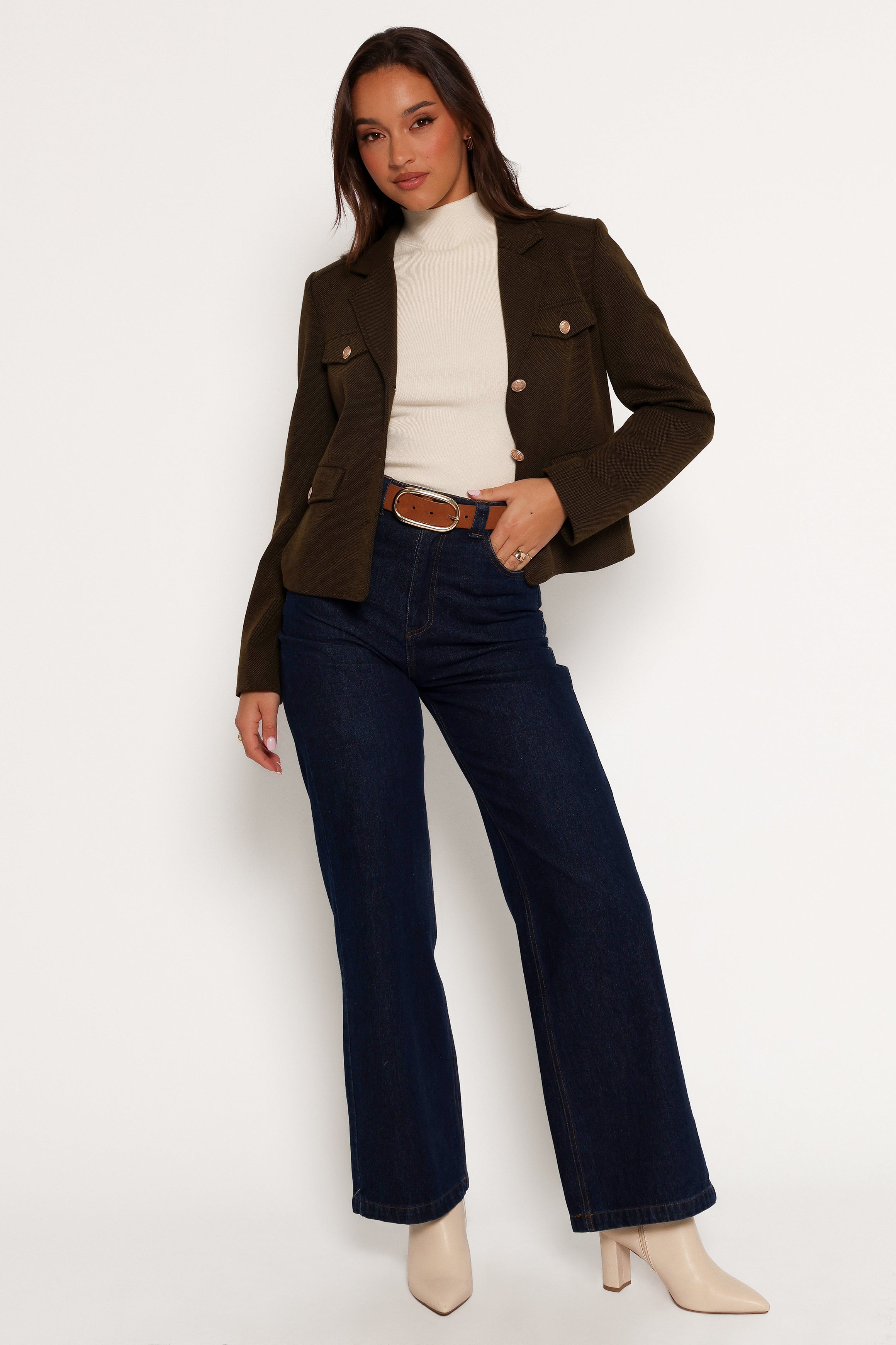 Bandit Long Sleeve Button Down Jacket - Olive-Aur Fashion