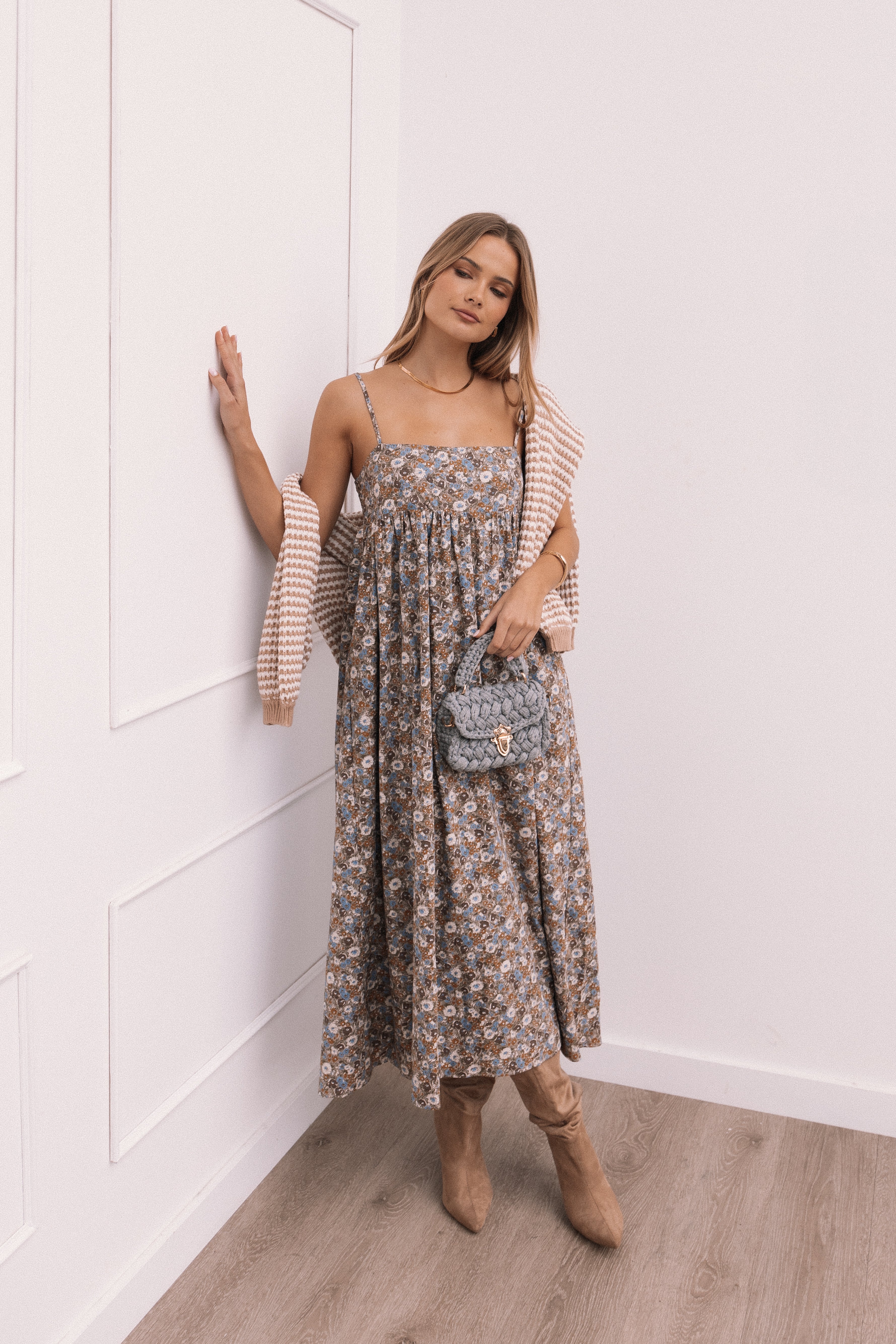 Andy Maxi Dress - Olive Ditsy Floral-Aur Fashion