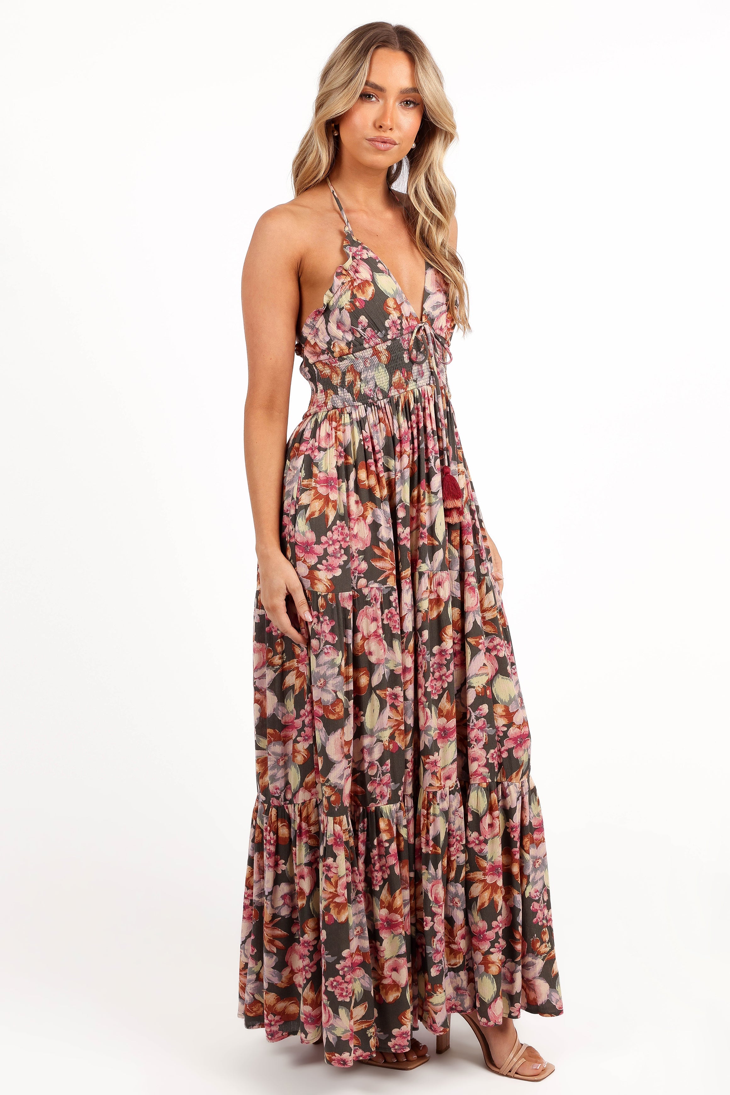Benson Maxi Dress - Dark Green/Multi-Aur Fashion
