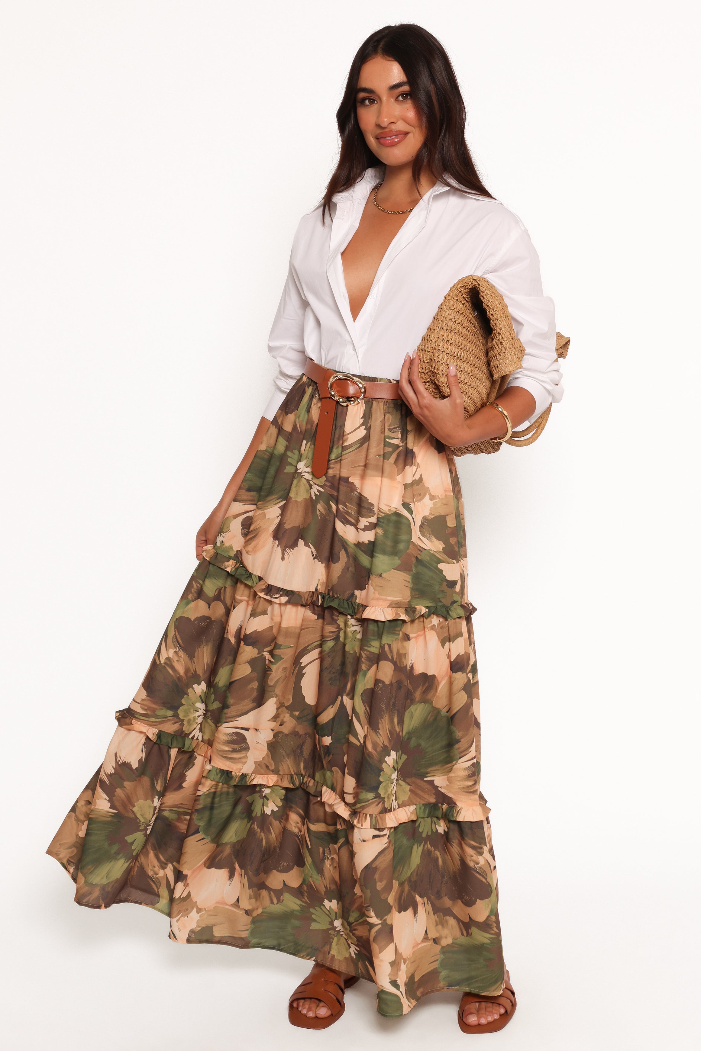 Beth Midi Skirt - Dark Floral-Aur Fashion