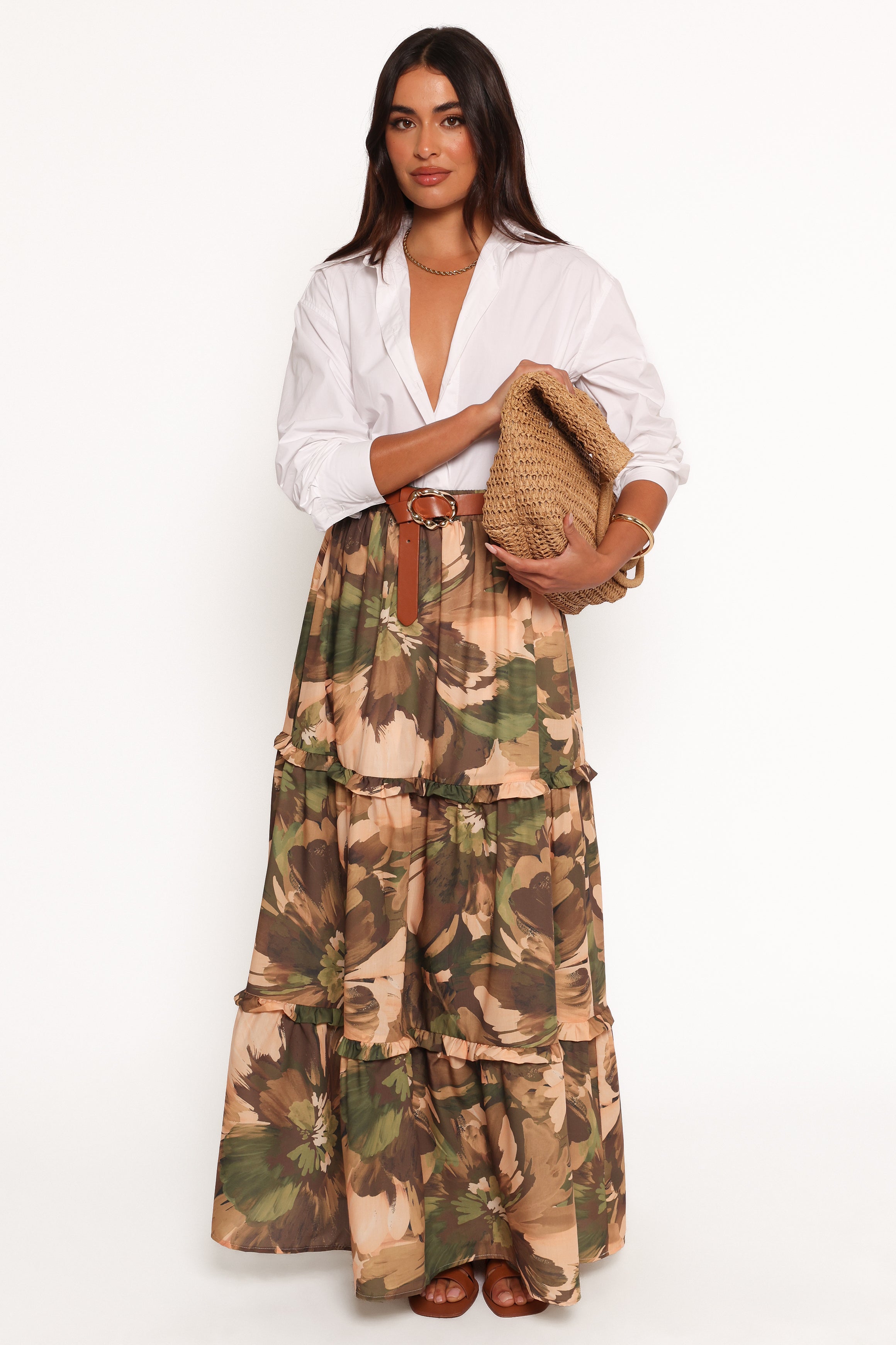 Beth Midi Skirt - Dark Floral-Aur Fashion