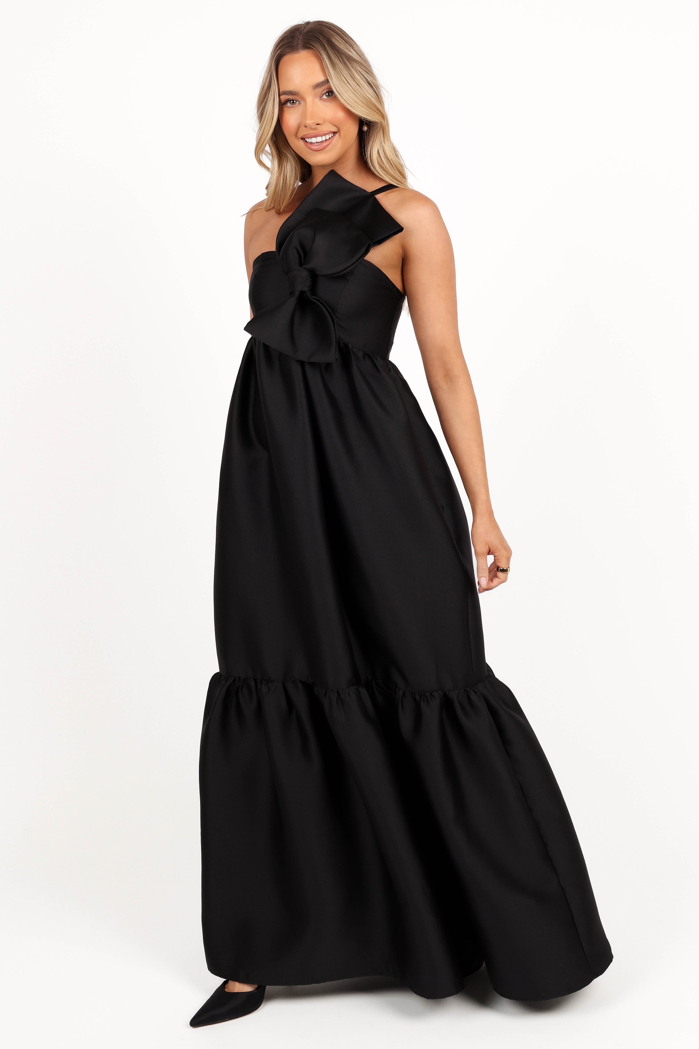 Betina Bow Front Maxi Dress - Black-Aur Fashion