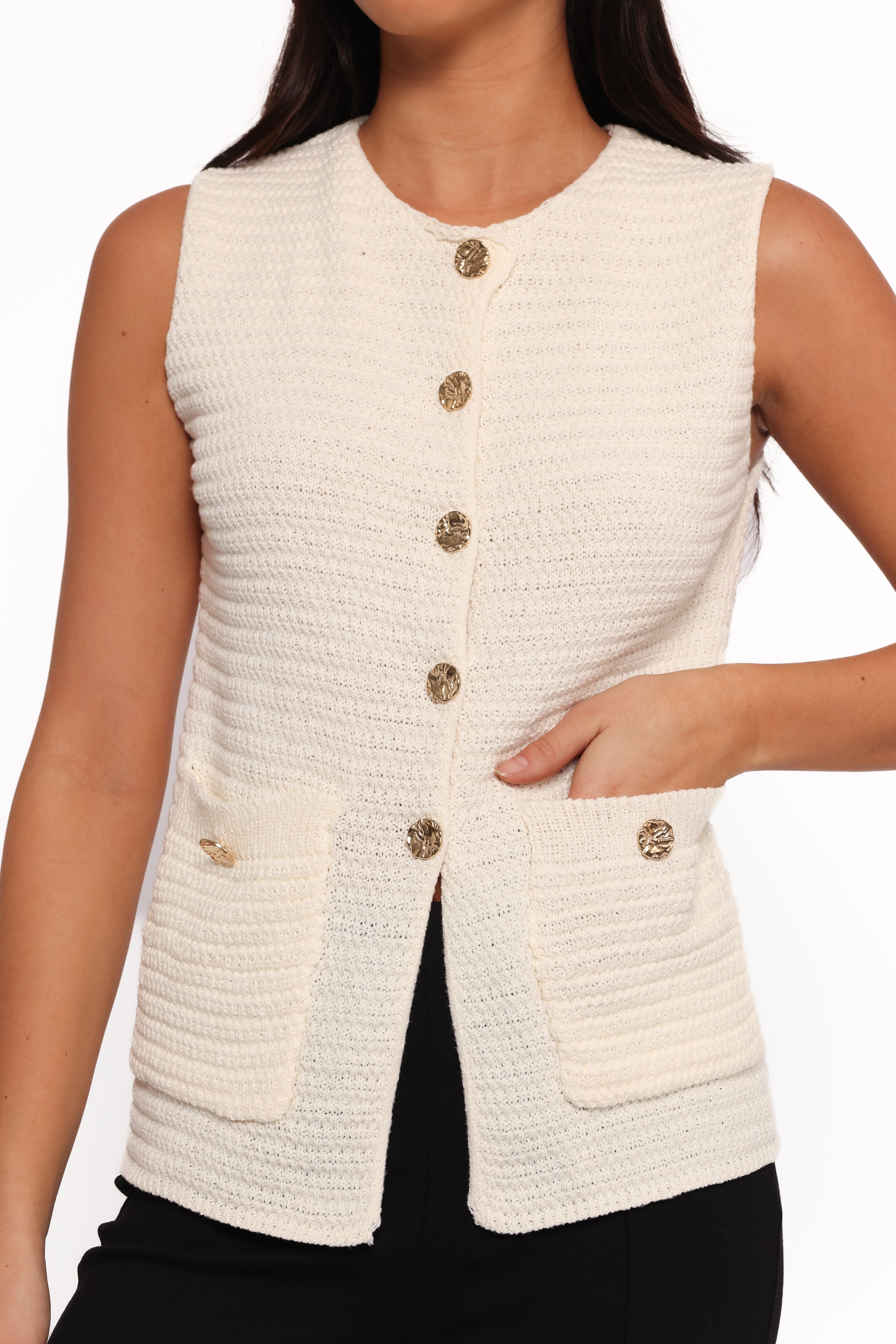 Blair Knit Vest - White-Aur Fashion