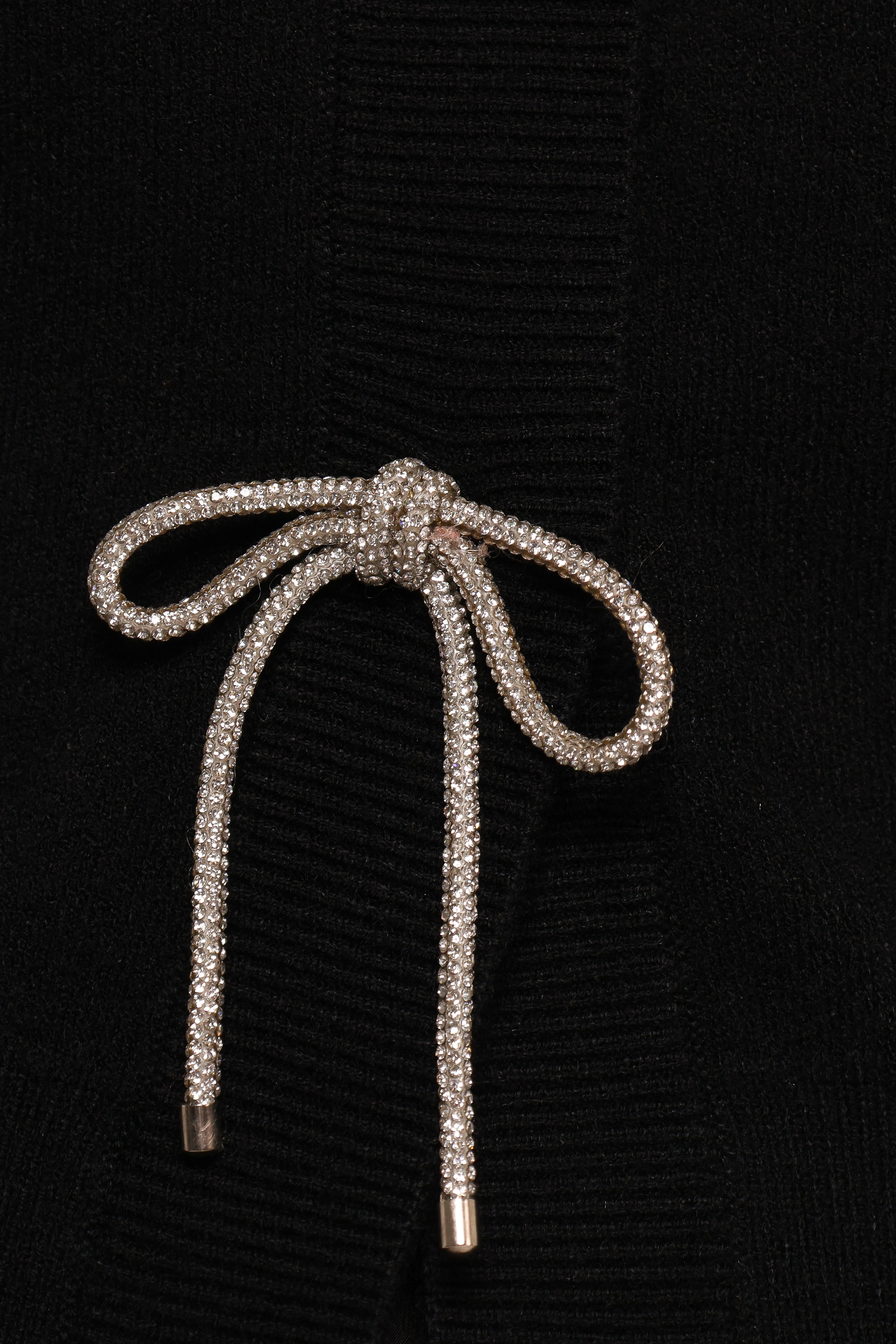 Brayley Long Puff Sleeve Ribbon Trim Cardigan - Black-Aur Fashion