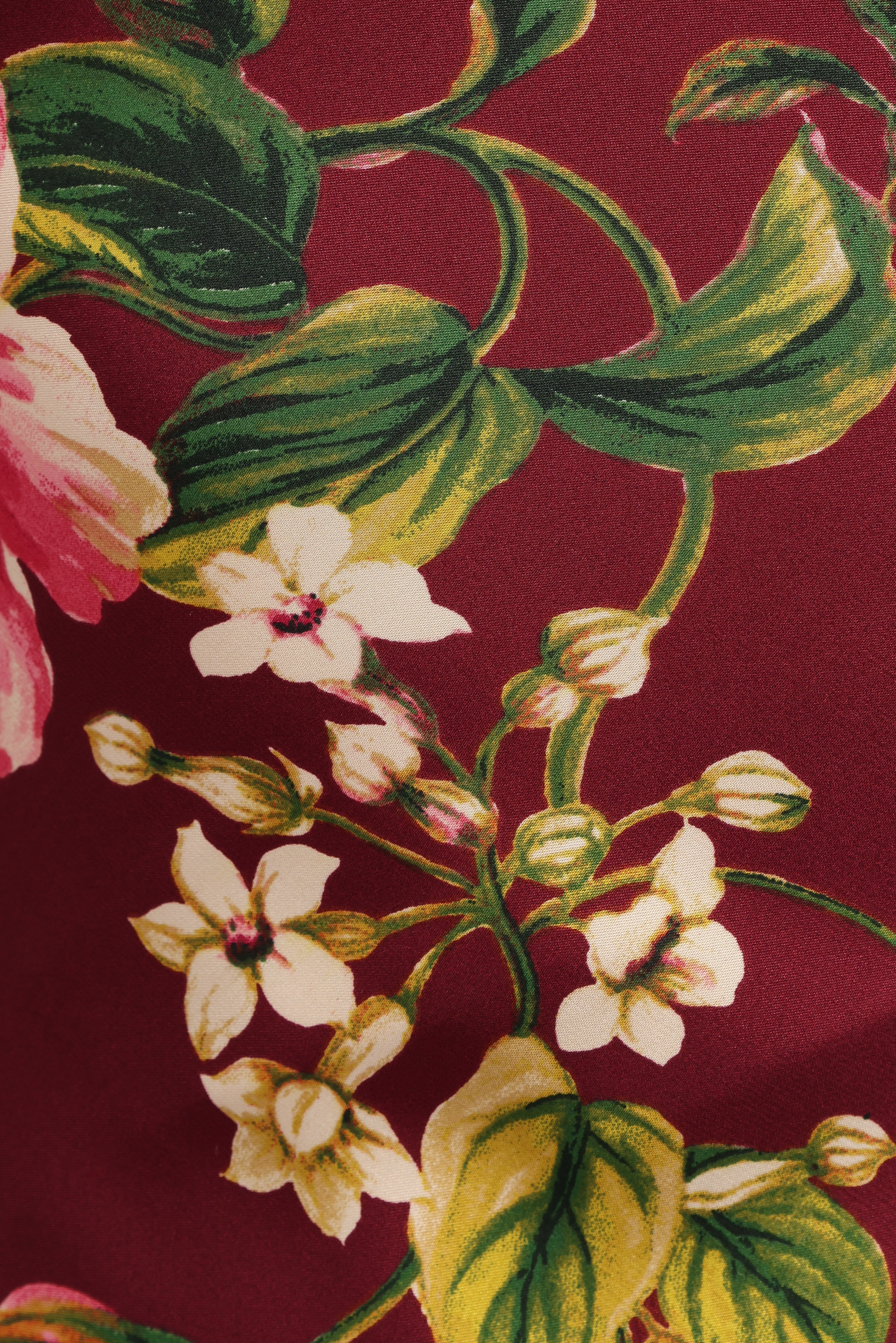 Bryden Maxi Strapless Dress - Burgundy Floral-Aur Fashion