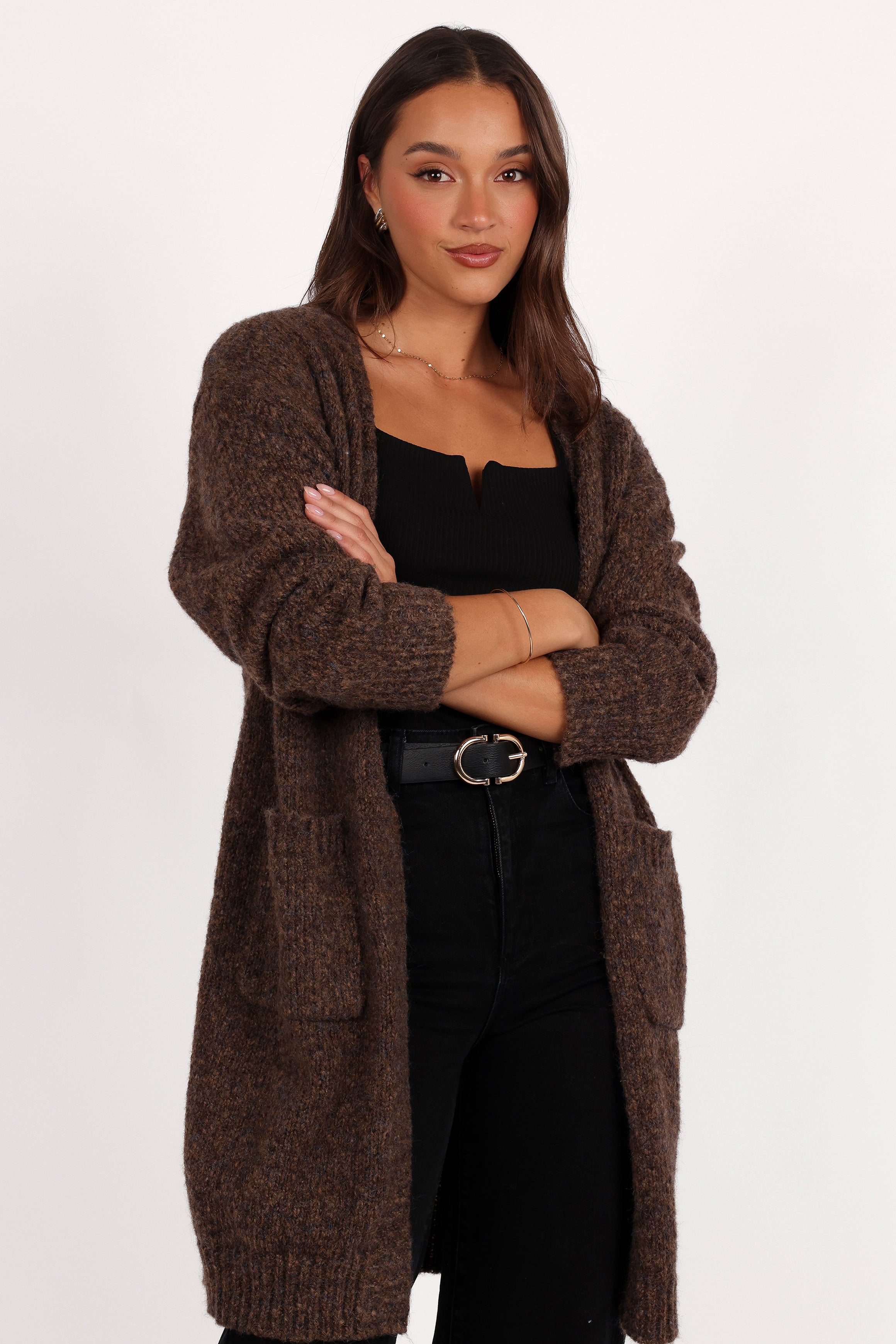 Callan Long Cardigan - Brown-Aur Fashion
