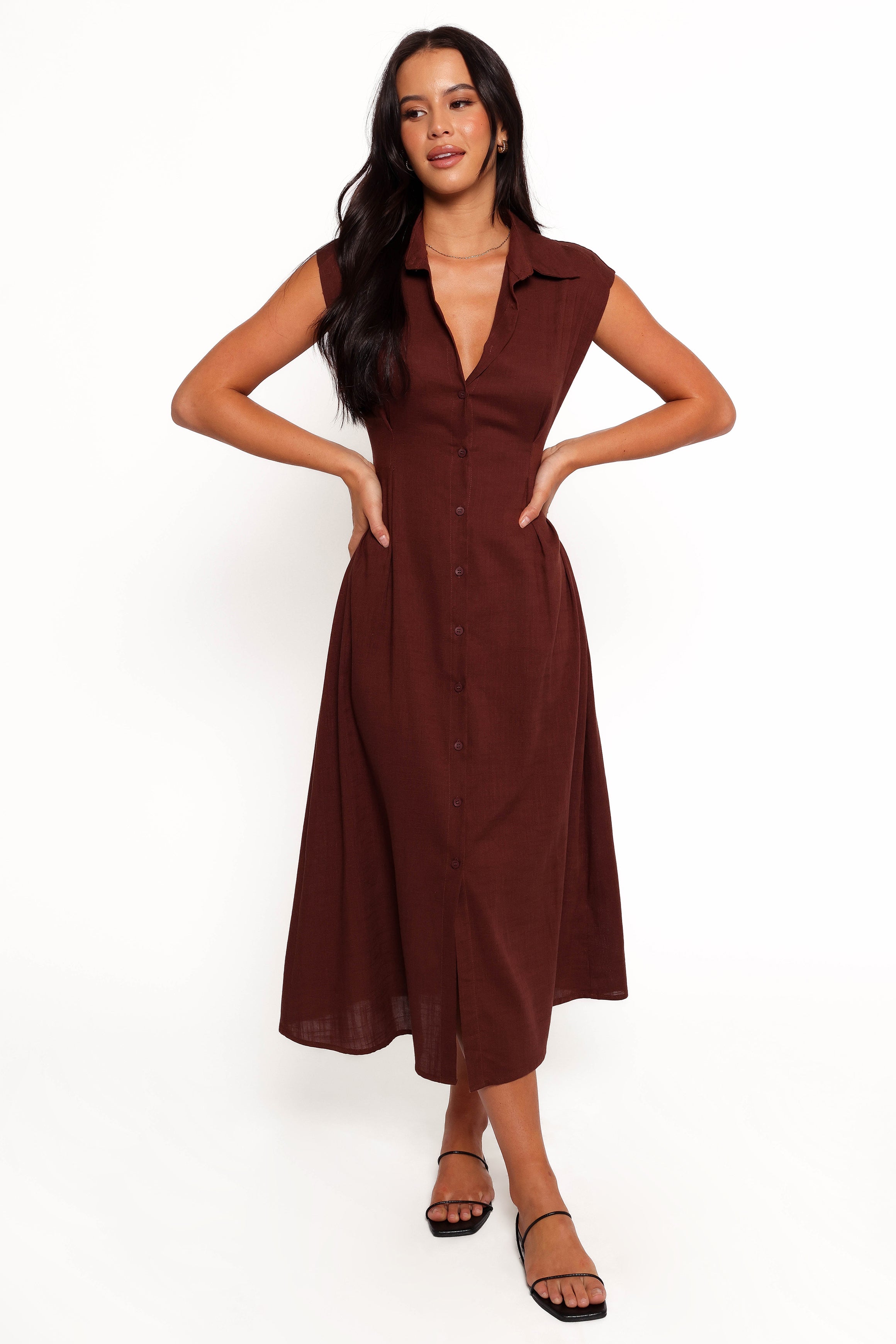 Cami Midi Dress - Chocolate Brown-Aur Fashion