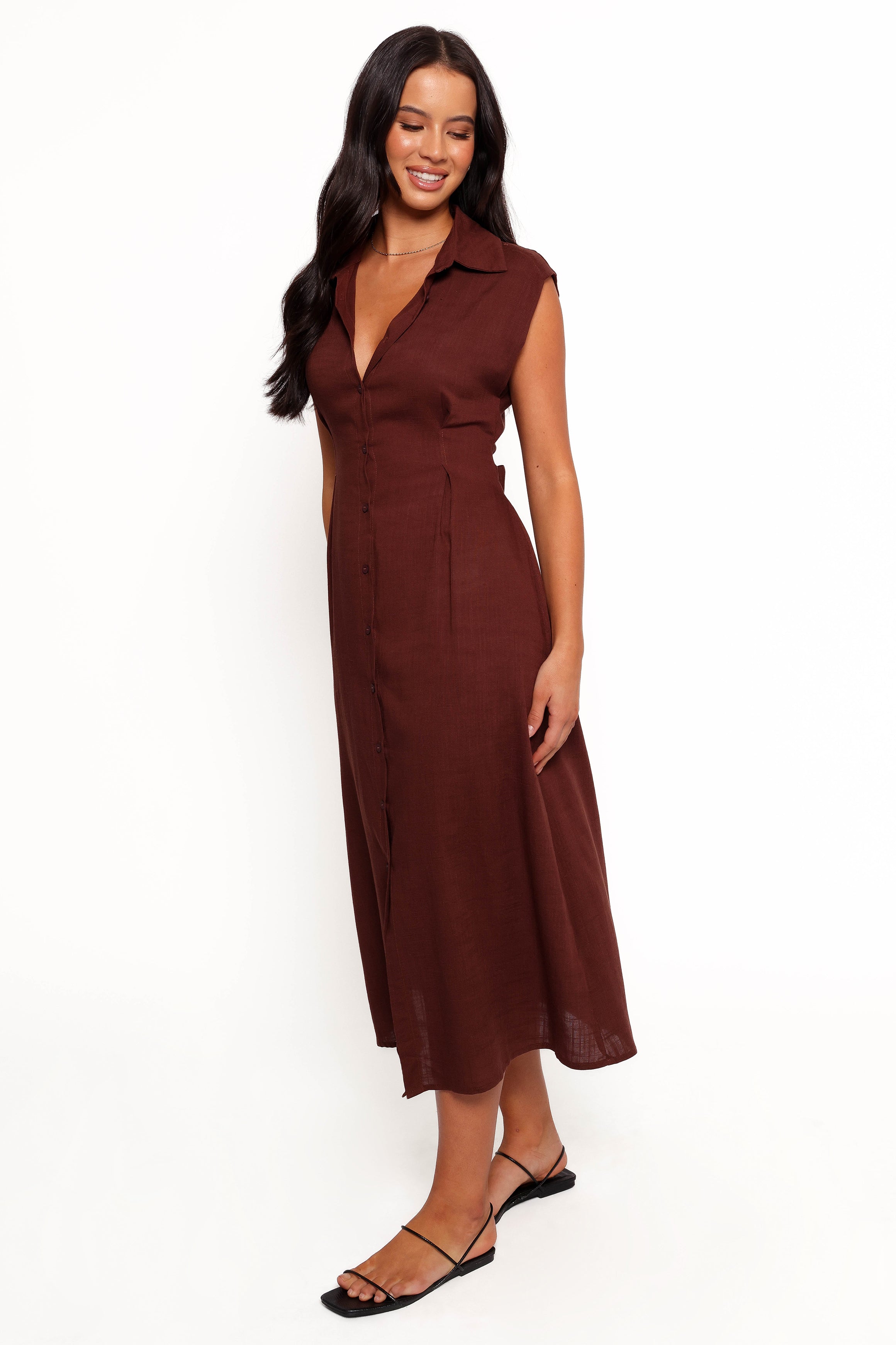 Cami Midi Dress - Chocolate Brown-Aur Fashion